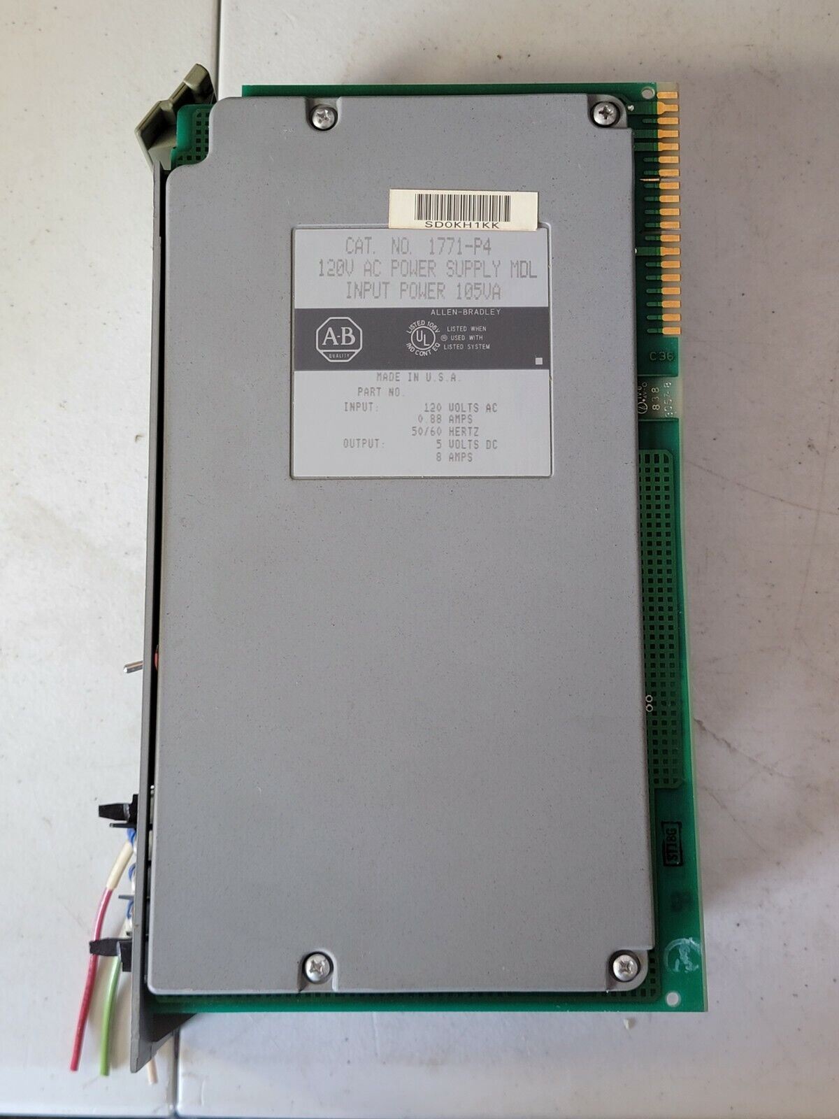 Allen Bradley 1771-P4 120V AC Power Supply MDL Input Power 105VA