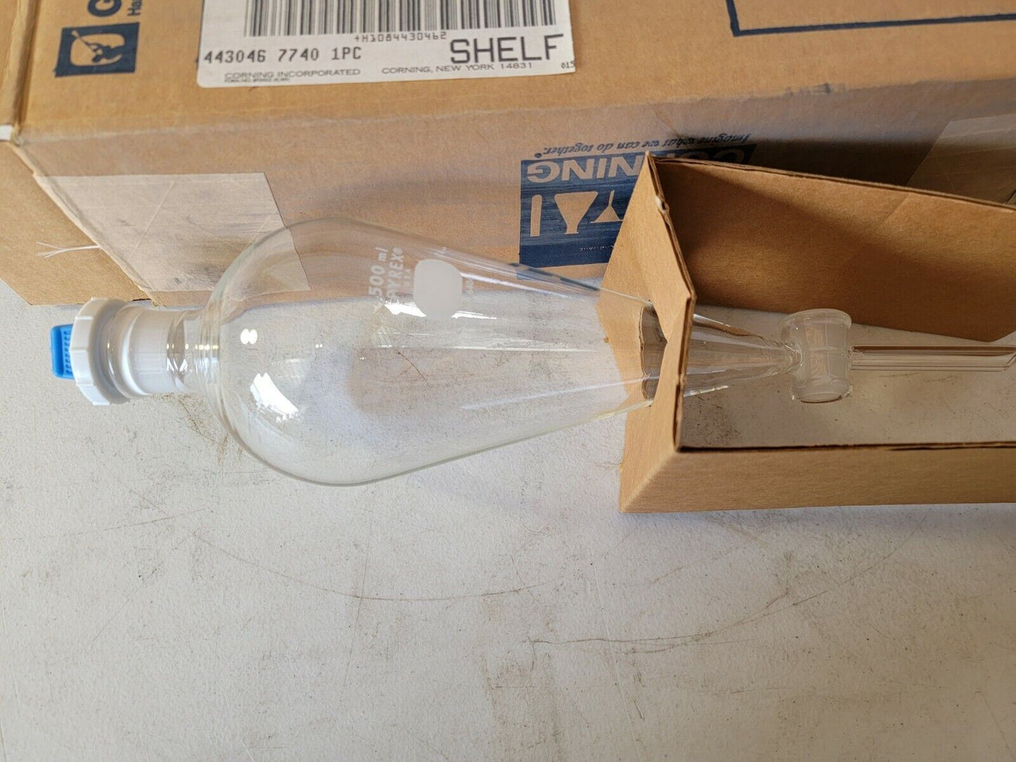 Pyrex 500mL Separatory Funnel No. 6404-500 Corning 27, 4mm