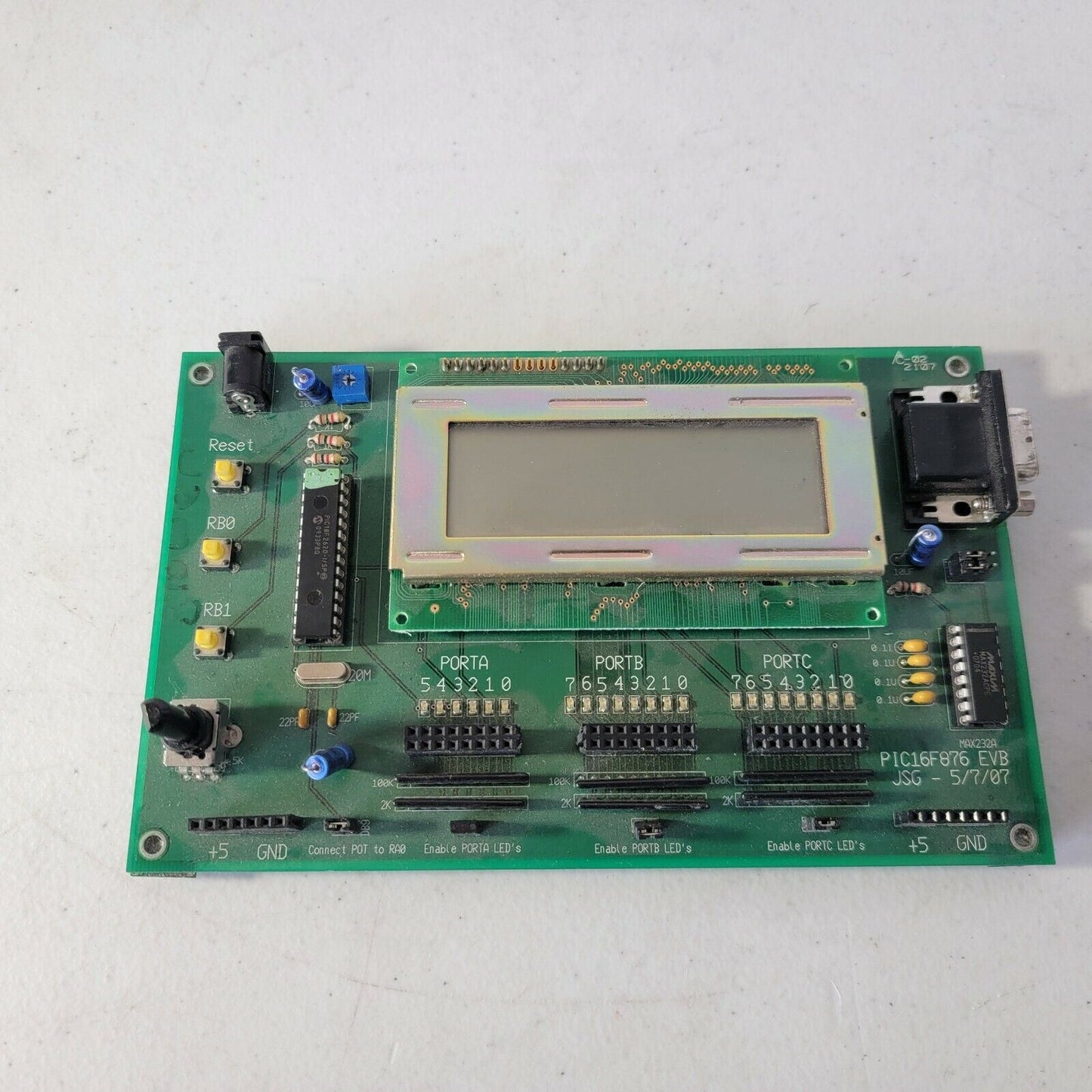 PIC16F876 EVB PIC Evaluation Development Board JSG PIC18F2620 w/ Screen