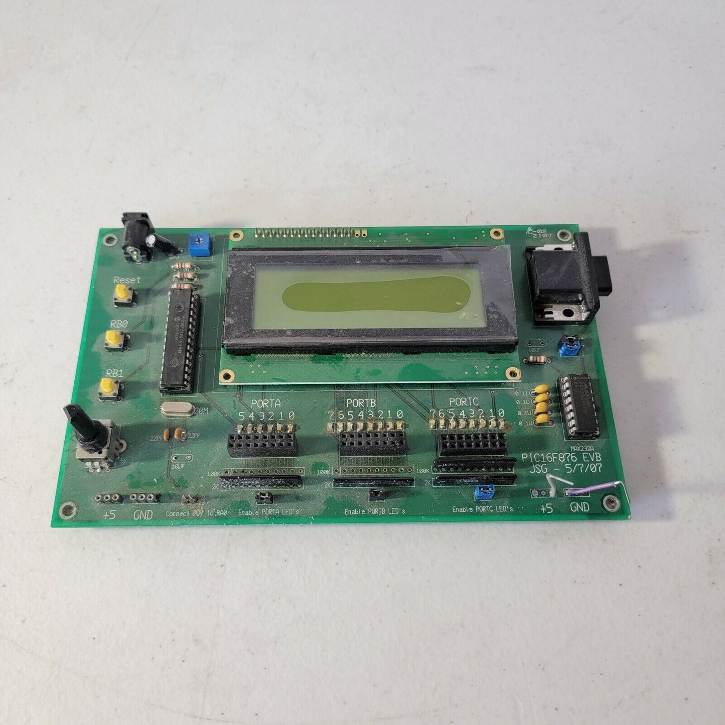 PIC16F876 EVB PIC Evaluation Development Board JSG PIC18F2620 w/ Screen