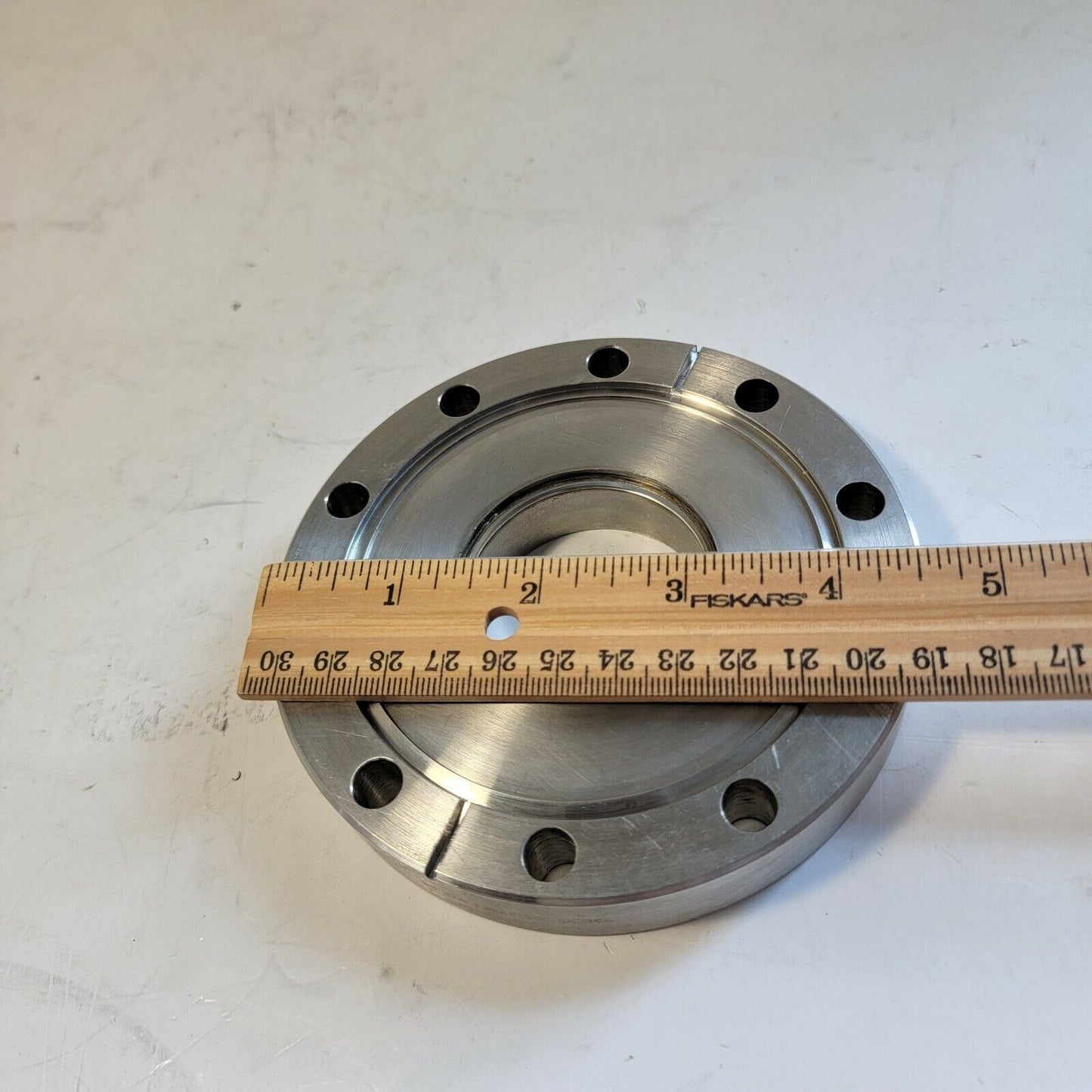 DN63CF 4.5" CF Conflat Blank Off Flange High Vacuum Stainless Through-Hole 1.75"
