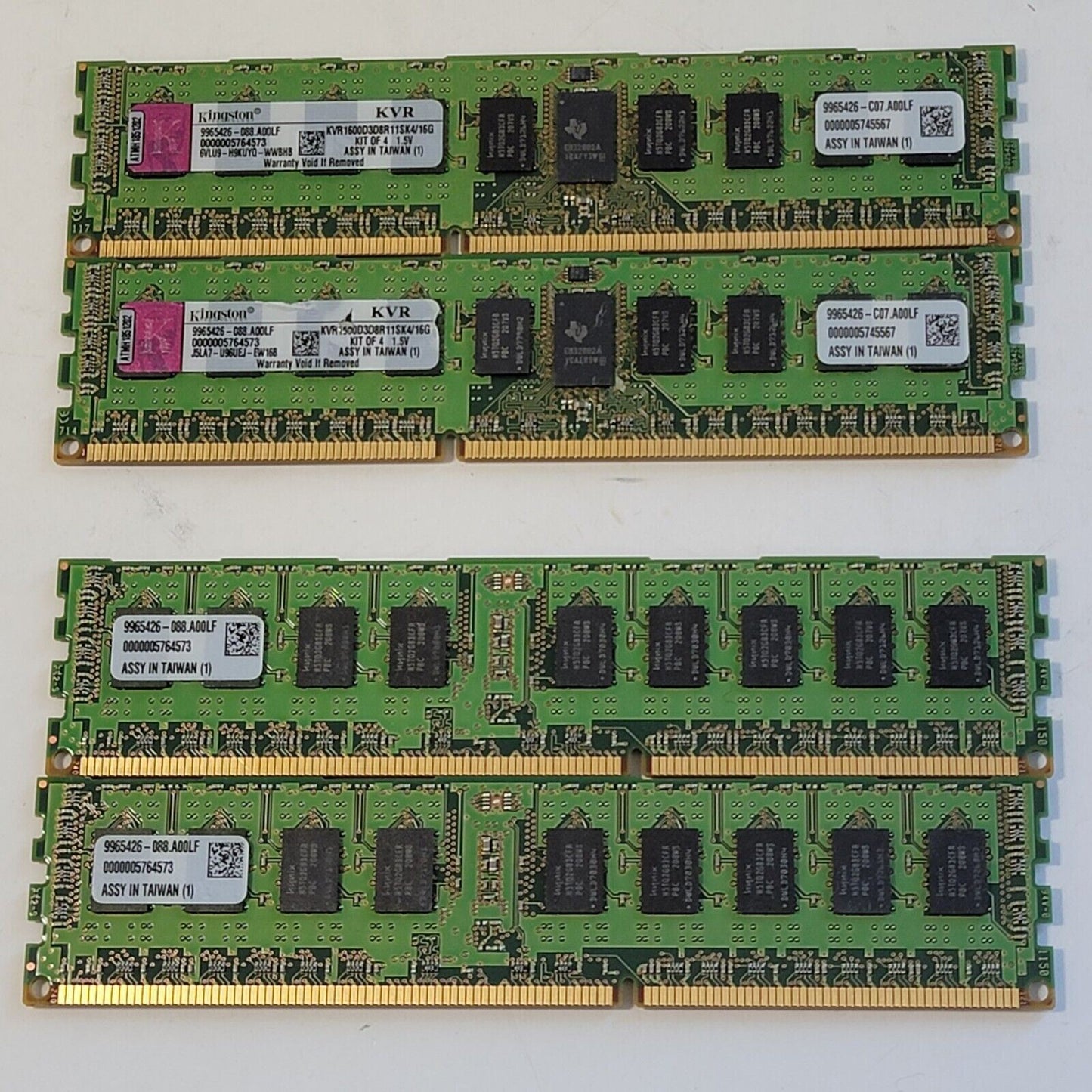 Kingston 4x4gb 16gb ECC Registered Set of Server RAM DDR3 KVR1600D3D8R11SK4/16G