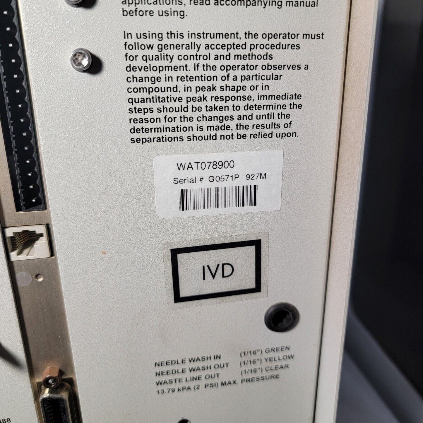 Waters 717plus Autosampler Chromatography HPLC IVD WAT078900 w/ Manual