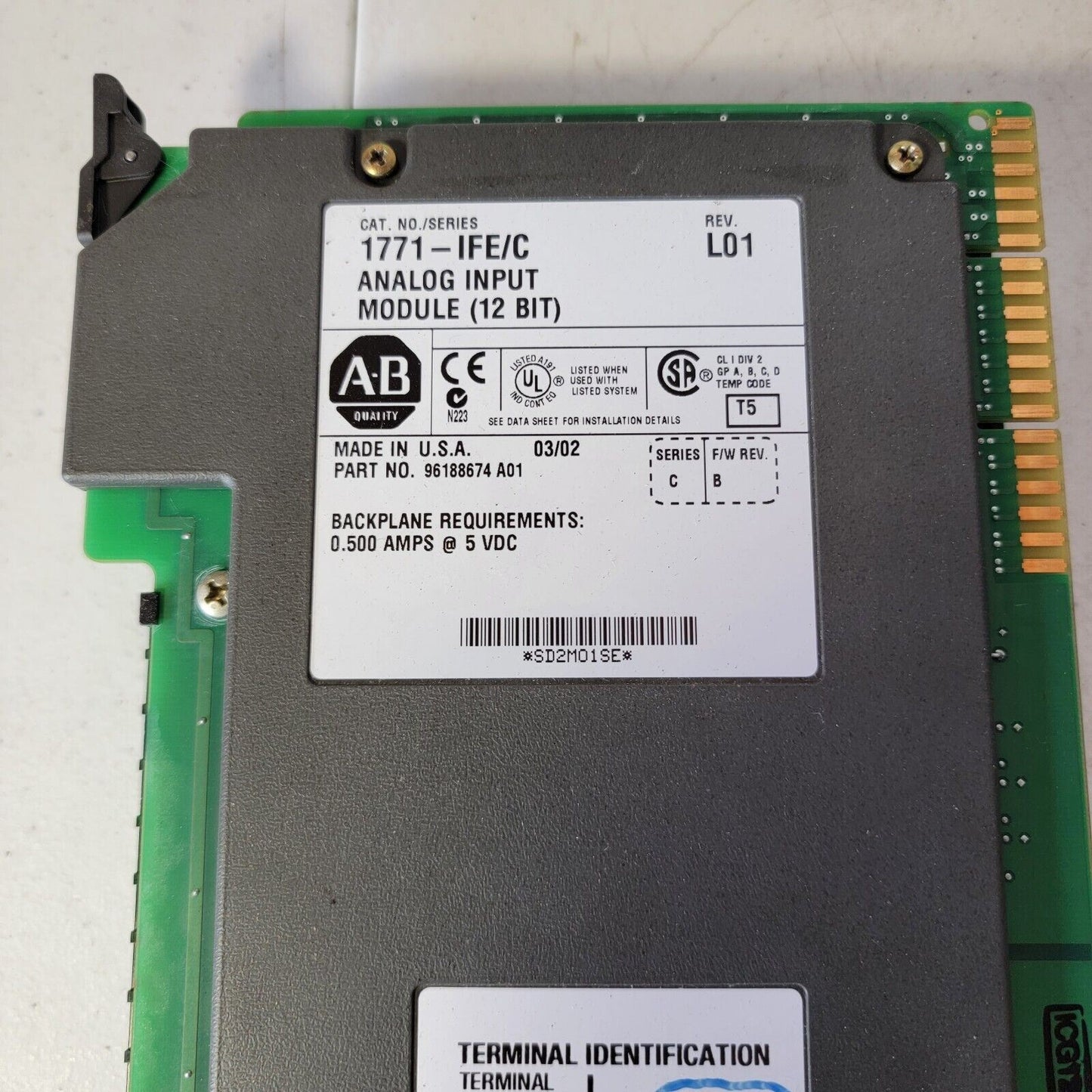 Allen Bradley AB 1771-IFE/C Analog Input Module (12 BIT) C Part Number 96188674