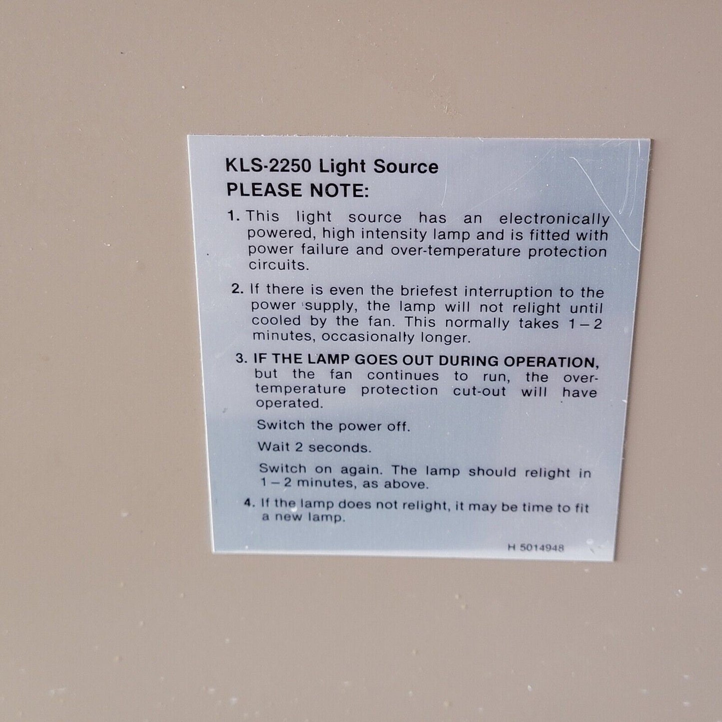 TESTED Olympus KMI KLS-2250 High Intensity Light Source Lamp
