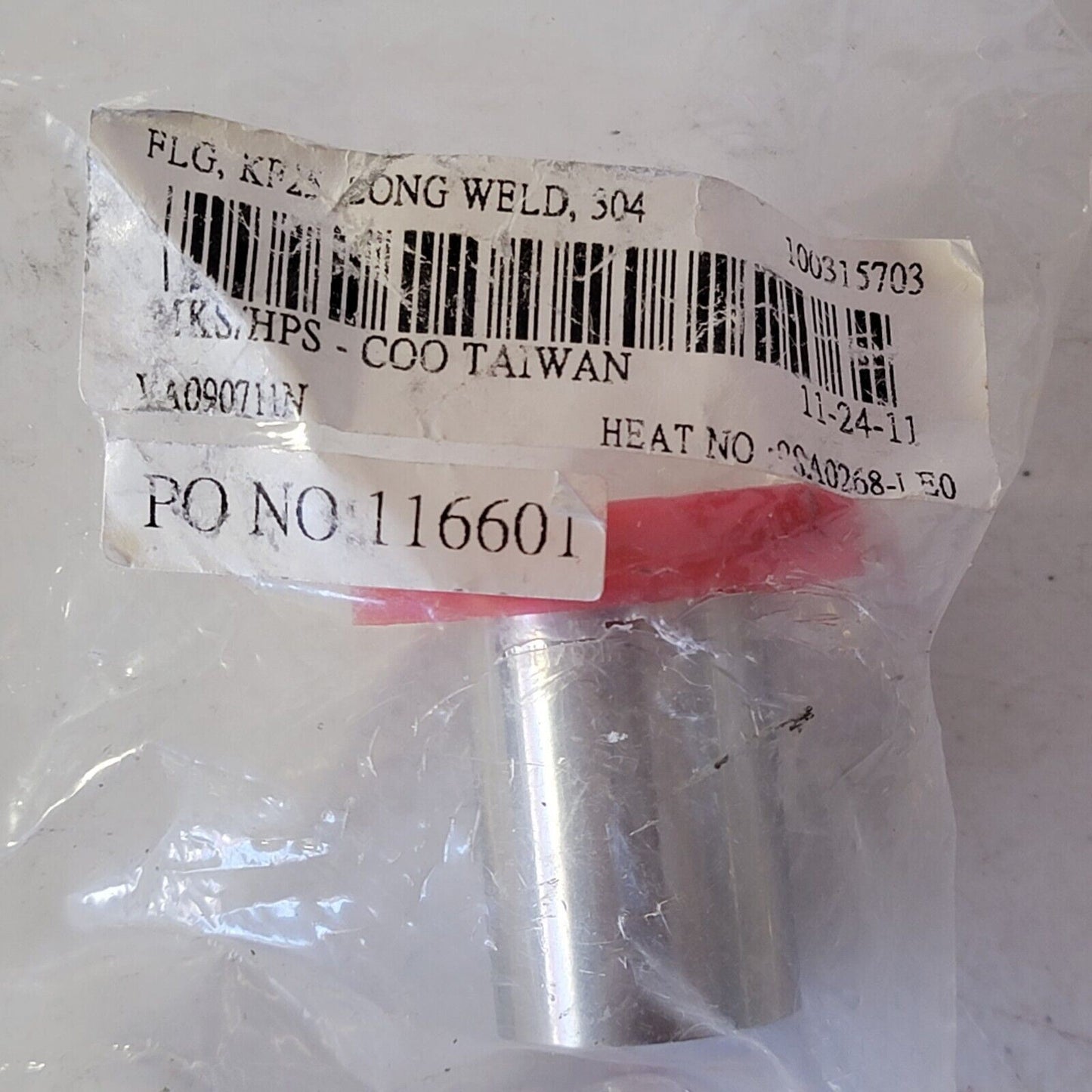 MKS ISO-KF Weld Stub Flange NW25 1" Tube OD, 1.58" Length 304 SS 100315703