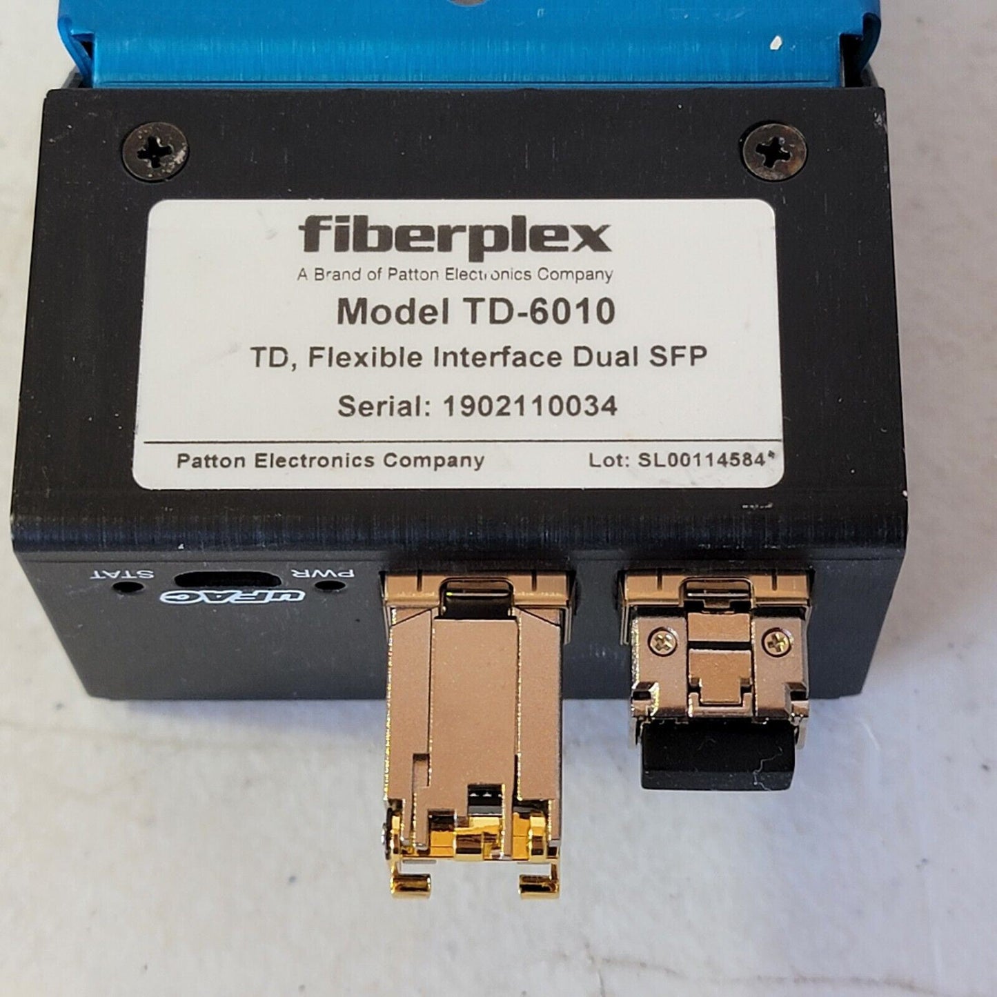 Patton FiberPlex 12.5Gbps Flexible Interface SFP/SFP+ Transceiver Workbox TD6010