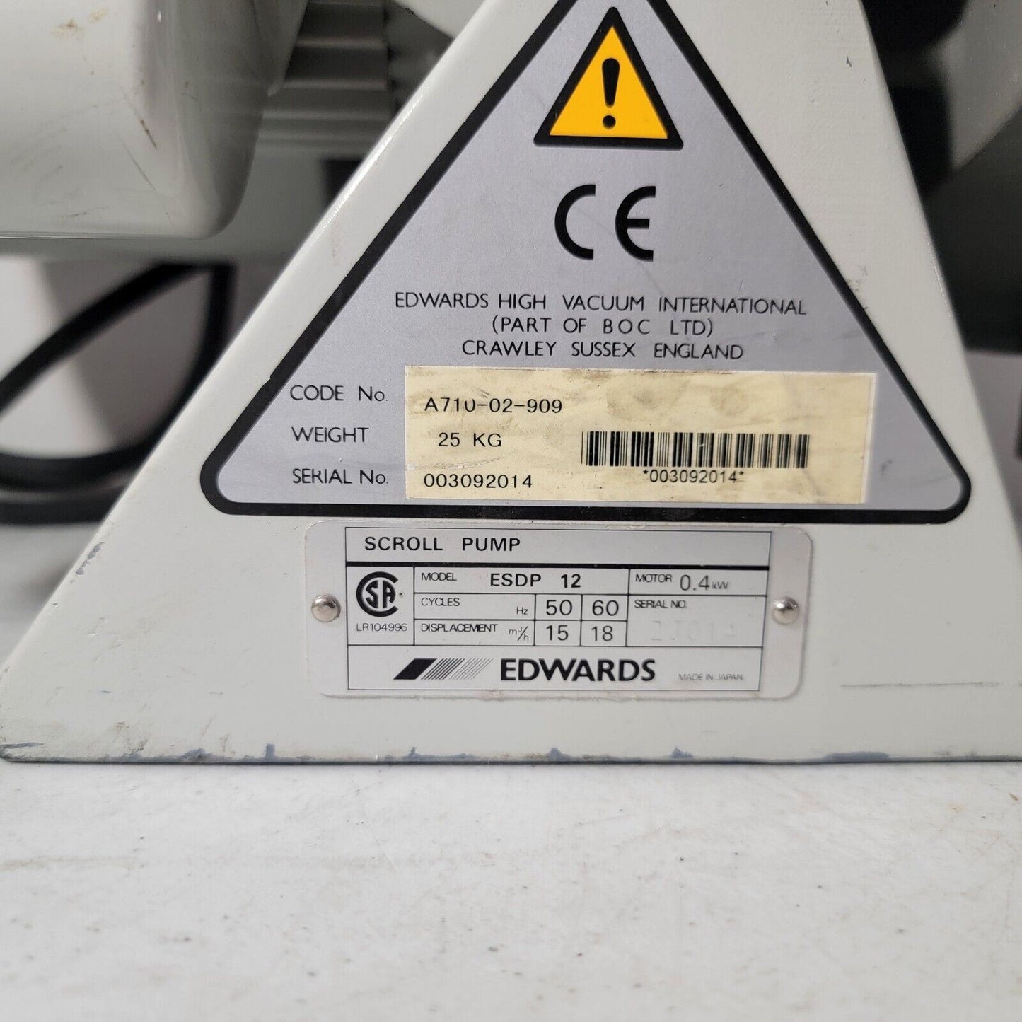 Edwards ESDP-12 ESDP12 Dry Scroll Vacuum Pump FOR REBUILD