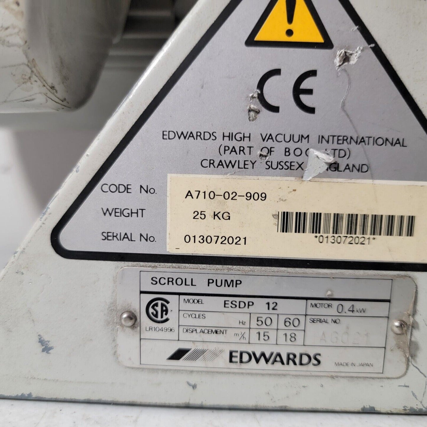 Edwards ESDP-12 ESDP12 Dry Scroll Vacuum Pump FOR REBUILD