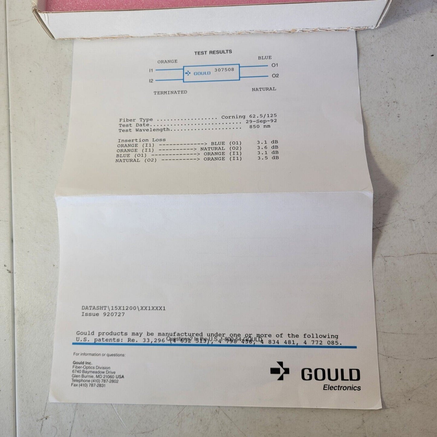 Gould Fiber Optic Optical Coupler NEEDS REPAIR 307508