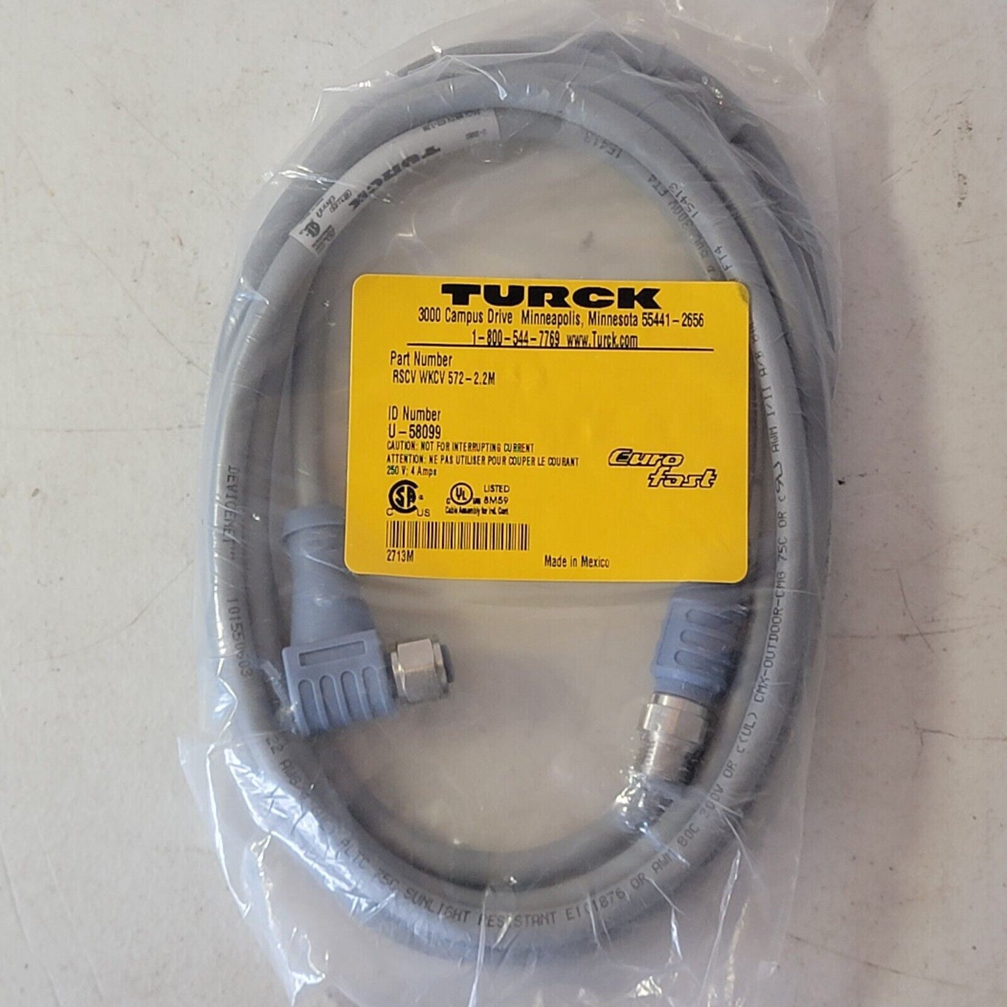 TURCK RSCV WKCV 572-2.2M / RSCVWKCV57222M EuroFast Cable U-58099
