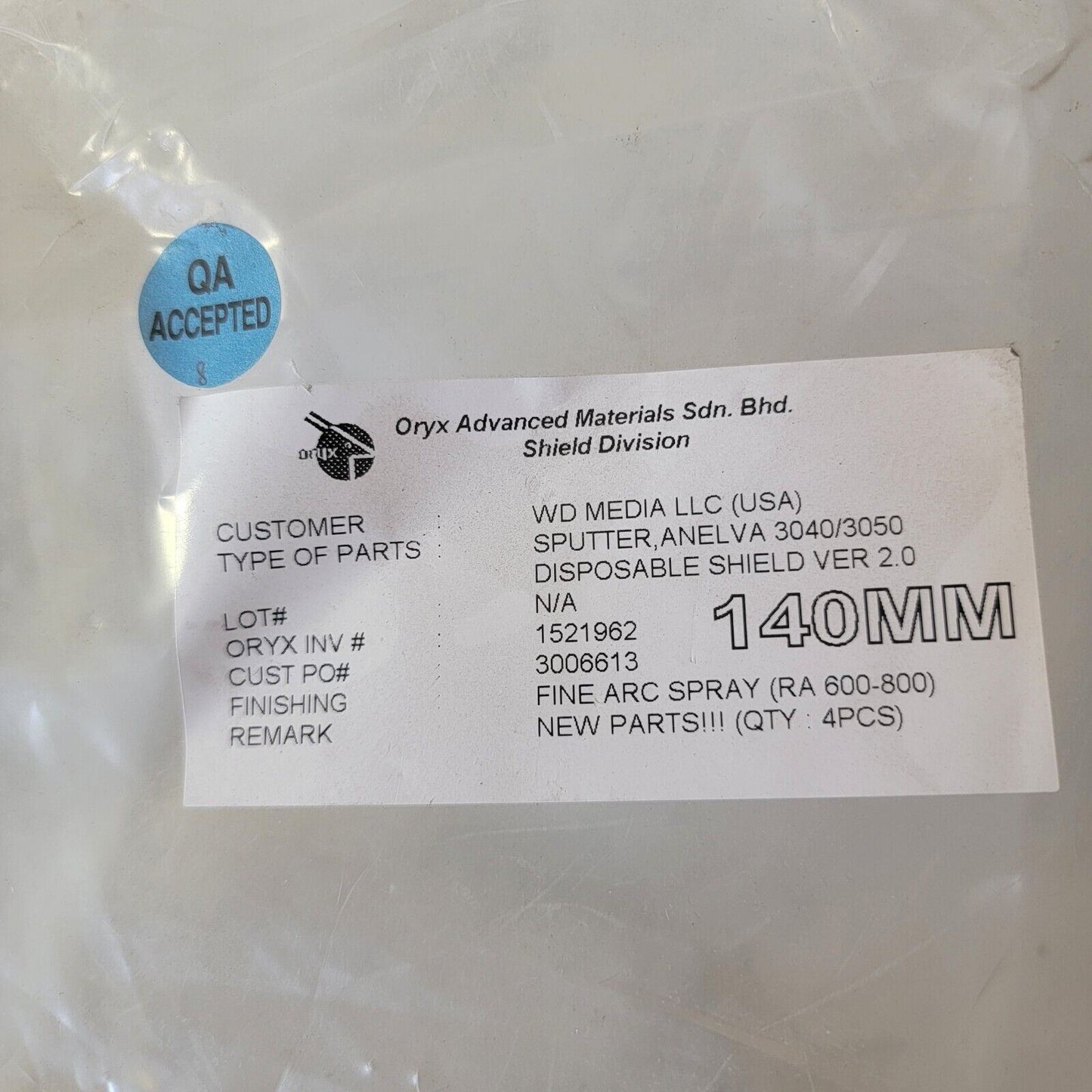 Oryx Anelva UHV High Vacuum Sputter Shield Window Shutter 215 140MM ANL62828