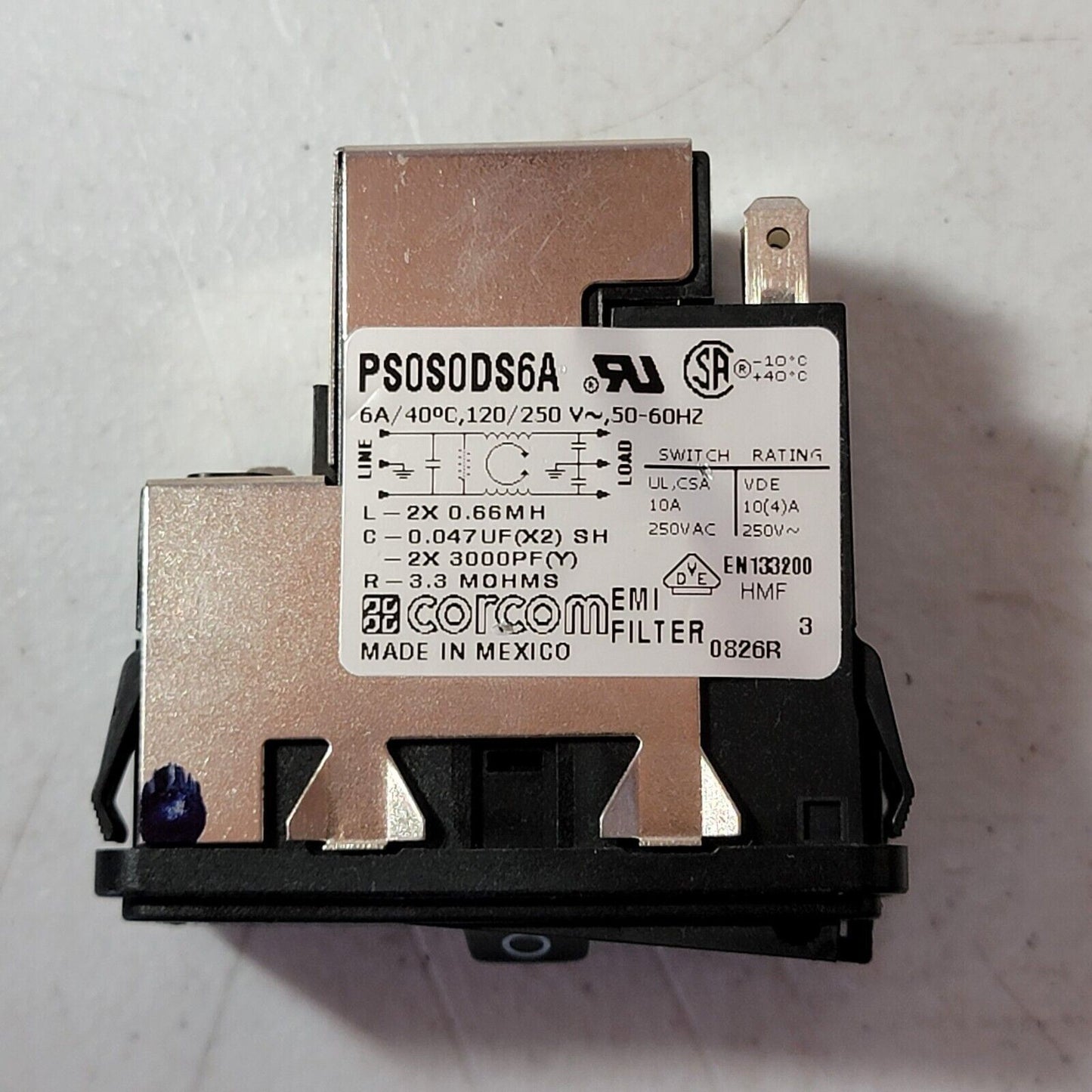Corcom Tyco EMI Filter PS0S0DS6A Power Entry Module IEC Socket 120/250v