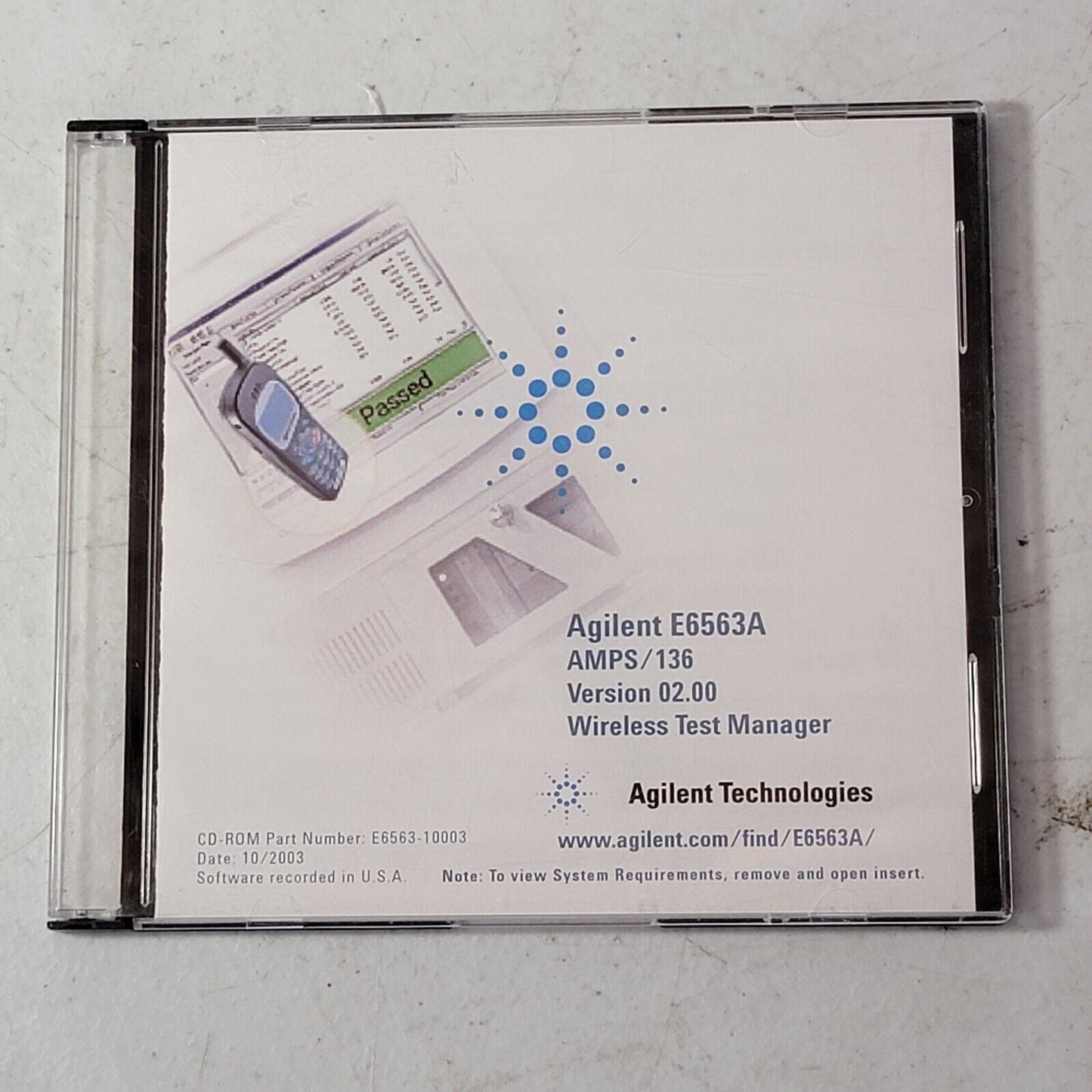 Agilent E6563A AMPS/136 Wireless Test Manager Version 02.00 Install CD