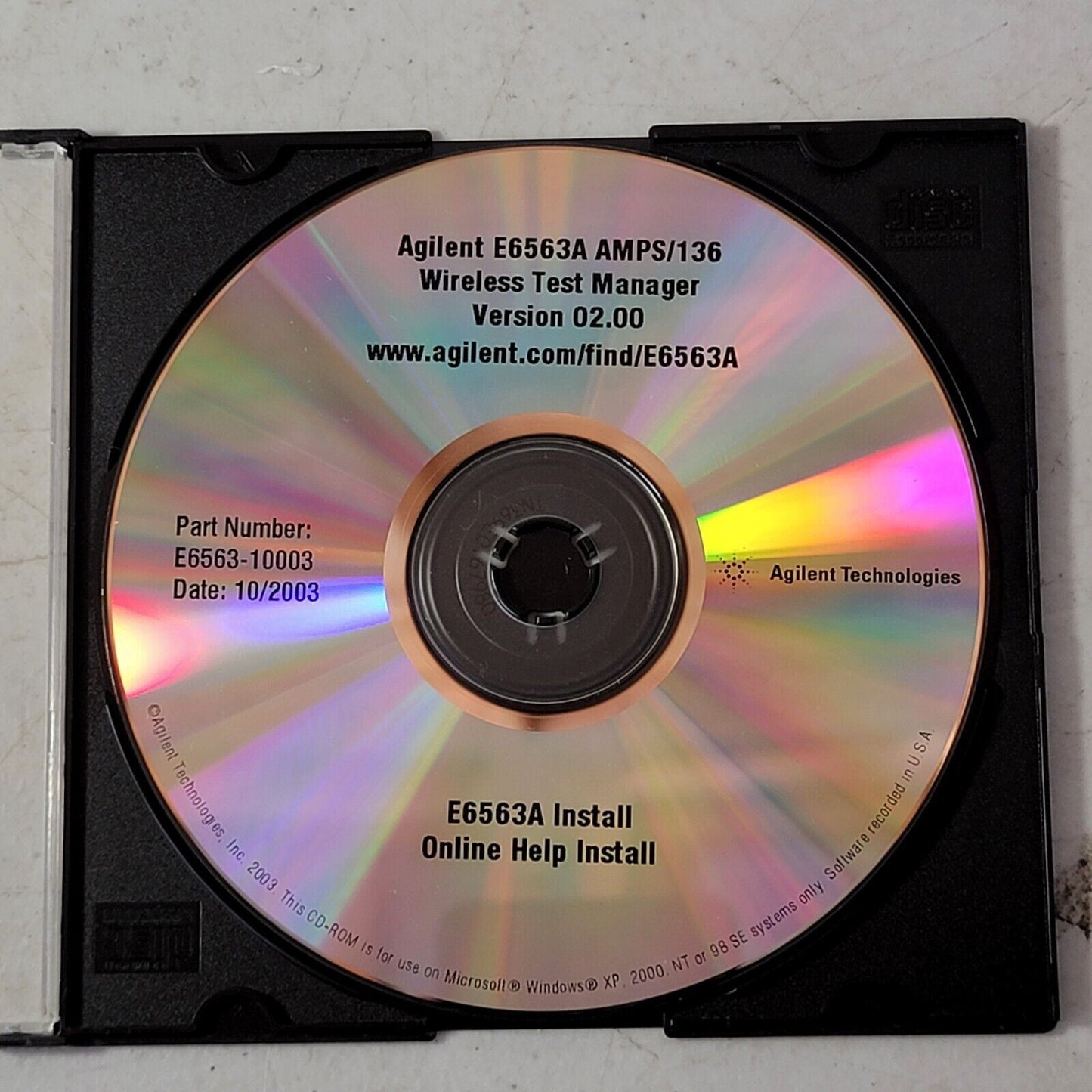 Agilent E6563A AMPS/136 Wireless Test Manager Version 02.00 Install CD