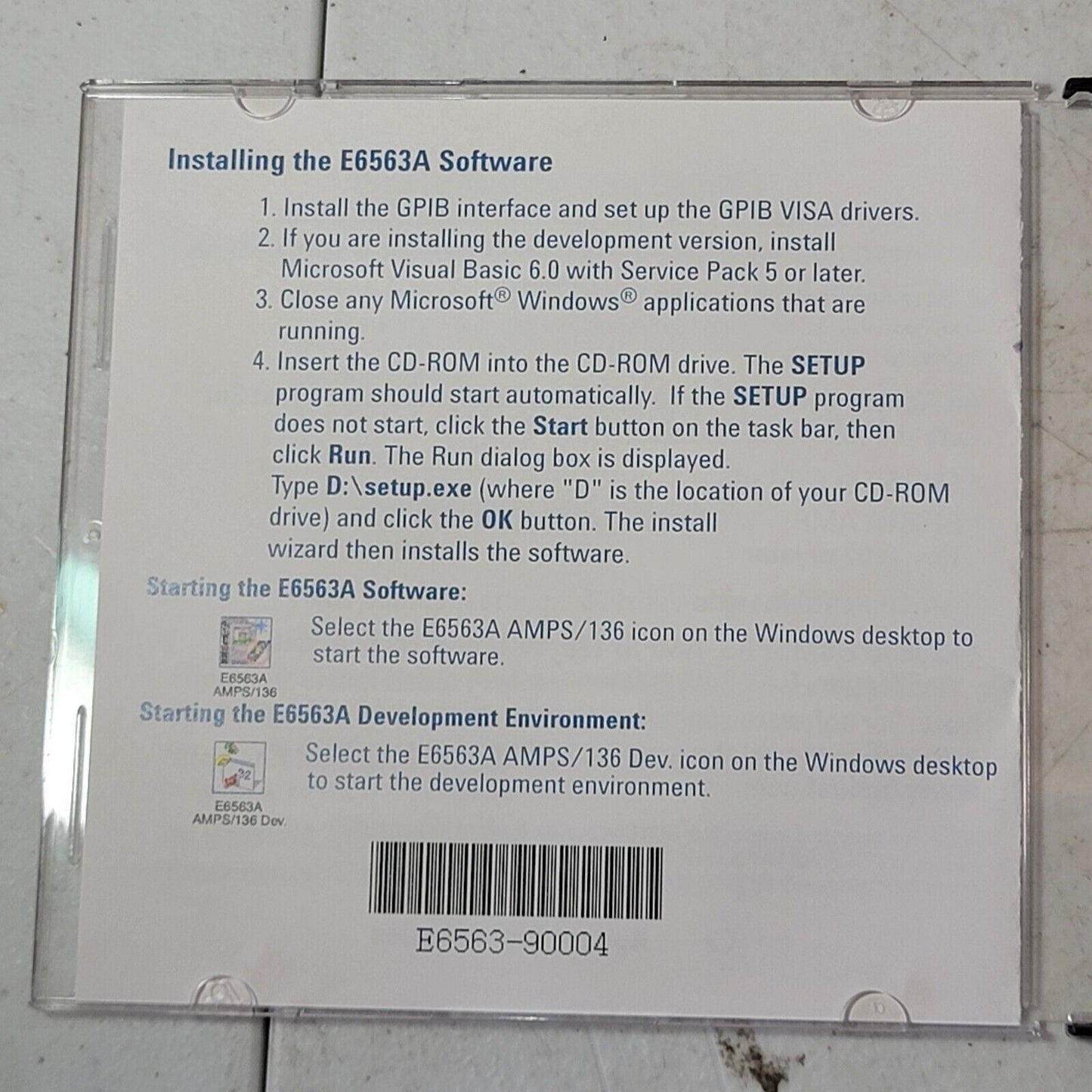 Agilent E6563A AMPS/136 Wireless Test Manager Version 02.00 Install CD