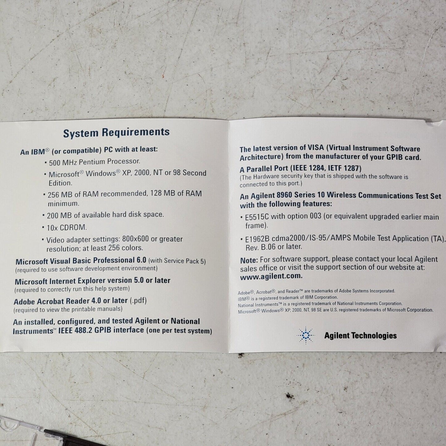 Agilent E6560A cdma2000/IS-95 Wireless Test Manager Version 3.00 Install And PDF