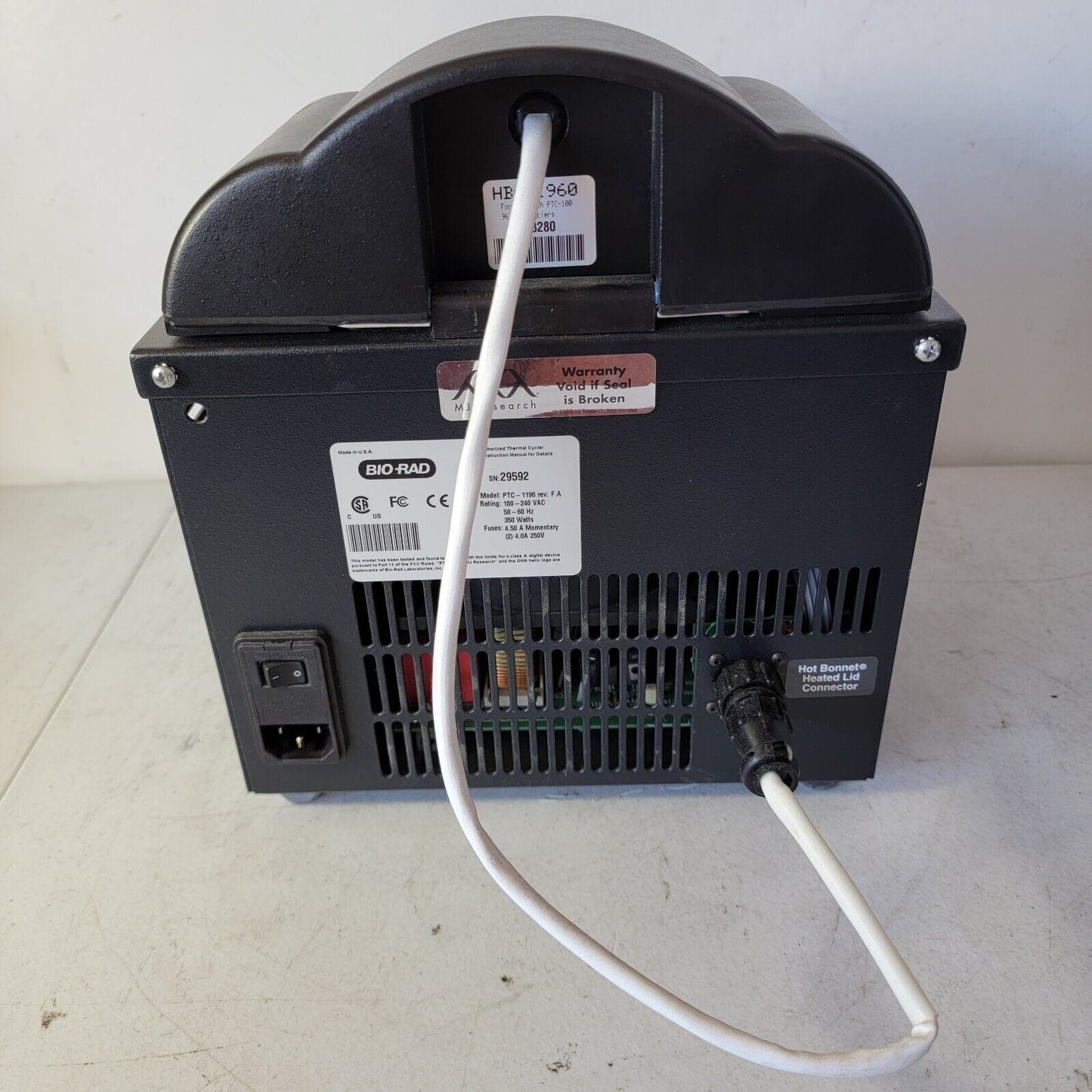 TESTED, WORKING Bio-Rad PTC-100 Peltier Lab Thermal Cycler PCR PTC-1196 HBA-1960