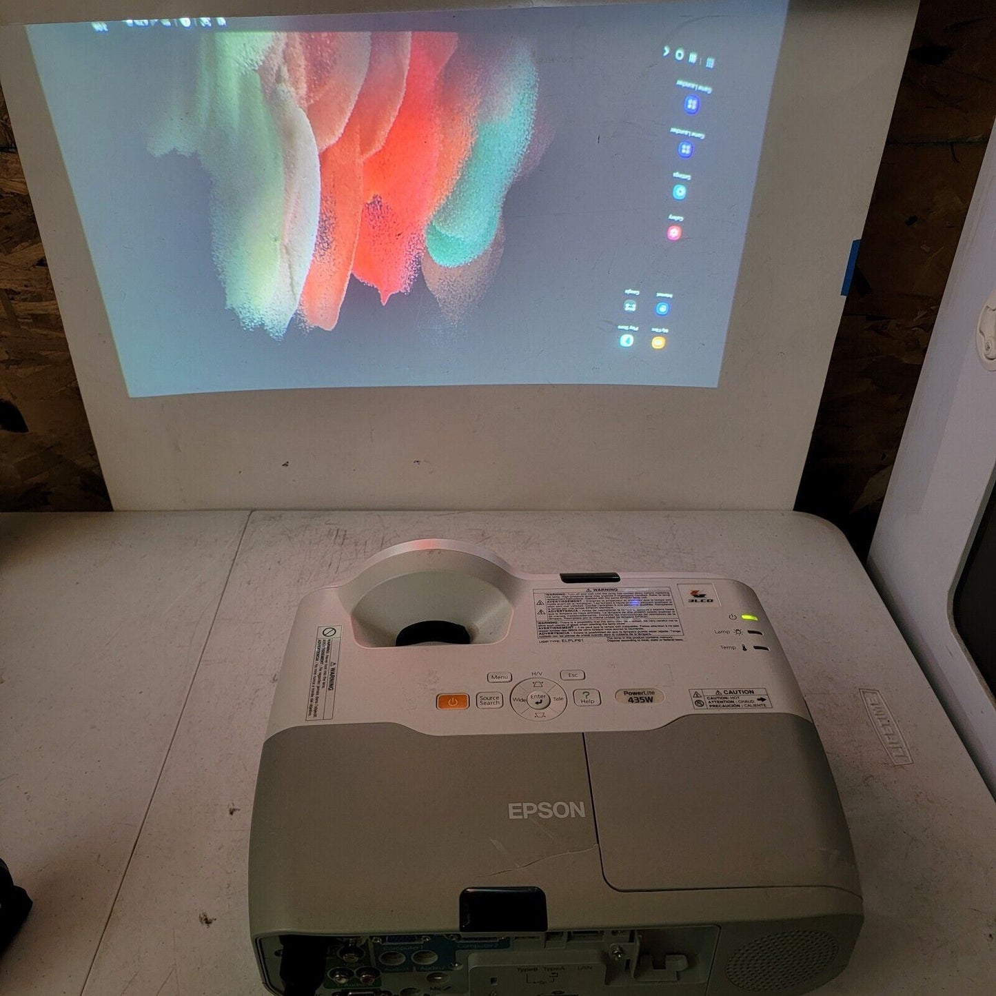 TESTED - WORKS Epson PowerLite 435W 3LCD Projector Acceptable Functional