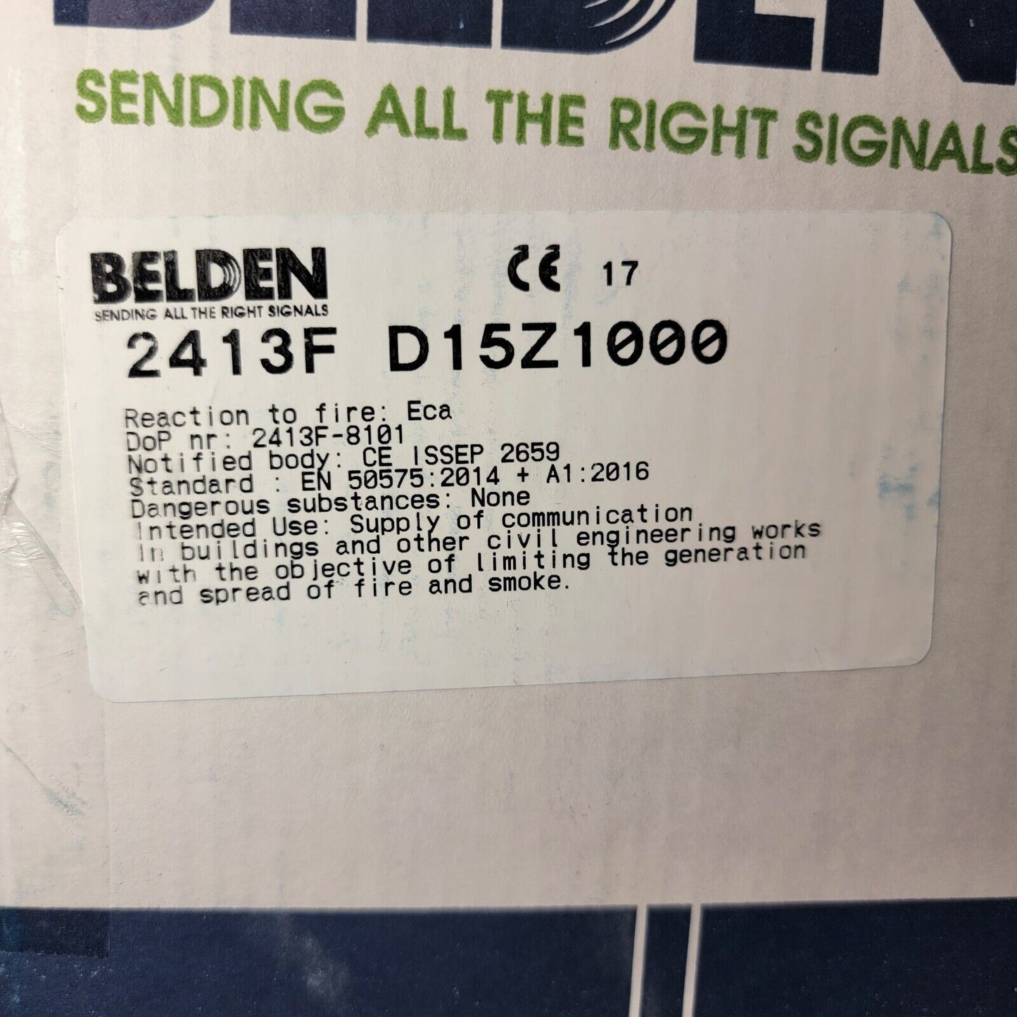 Belden Cat 6 2413F Cable Blue 23 AWG 350MHz CMP Plenum Air Spaces- Priced per FT