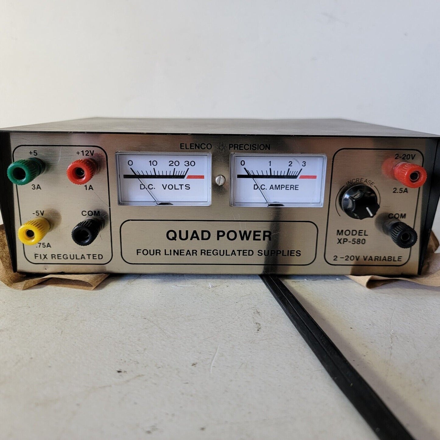 TESTED Vintage Frey/Elenco scientific company XP-580 Regulated Quad Power Supply
