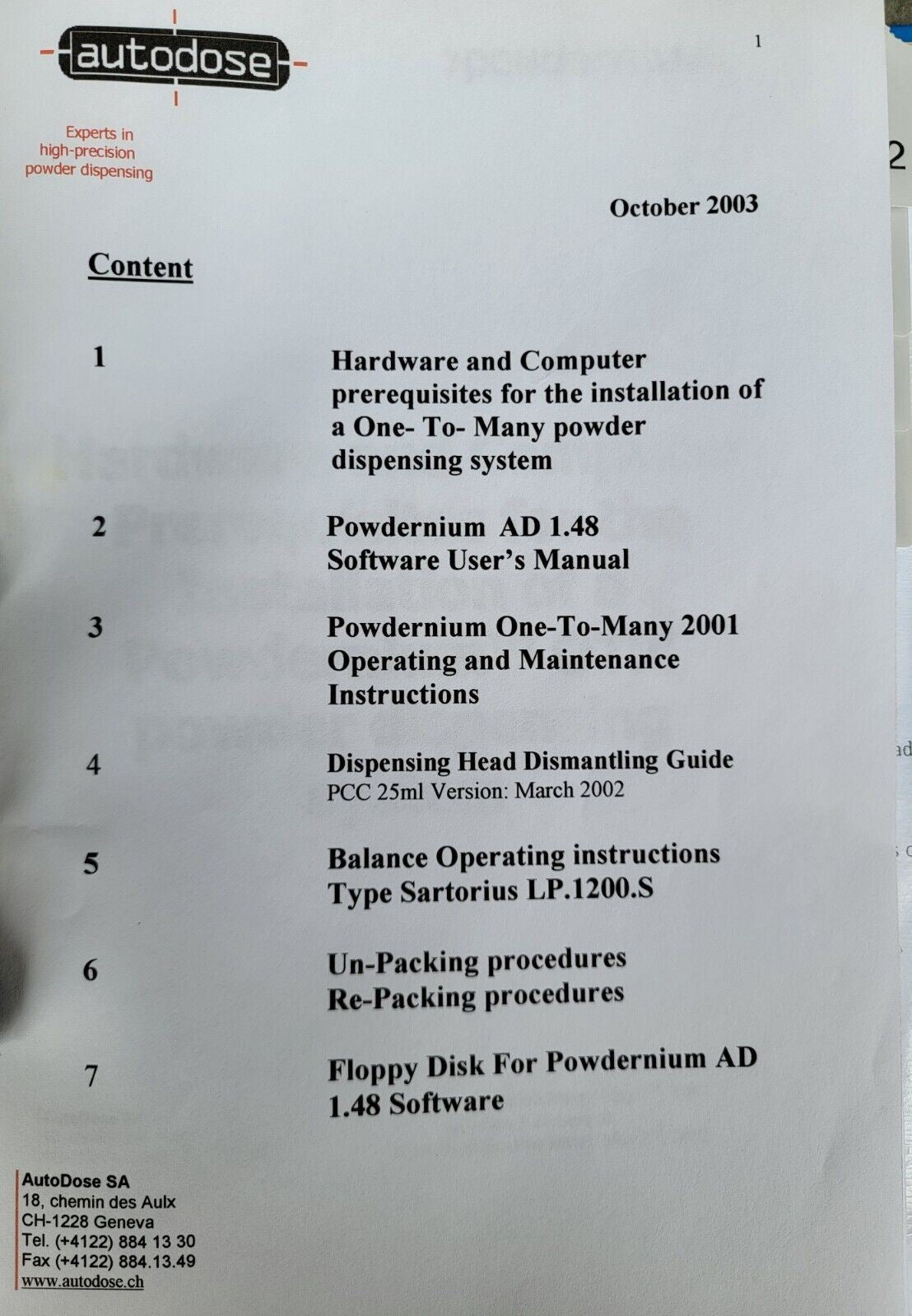 Powdernium OTM Autodose Powder Filling System with Software, Control Box, Manual