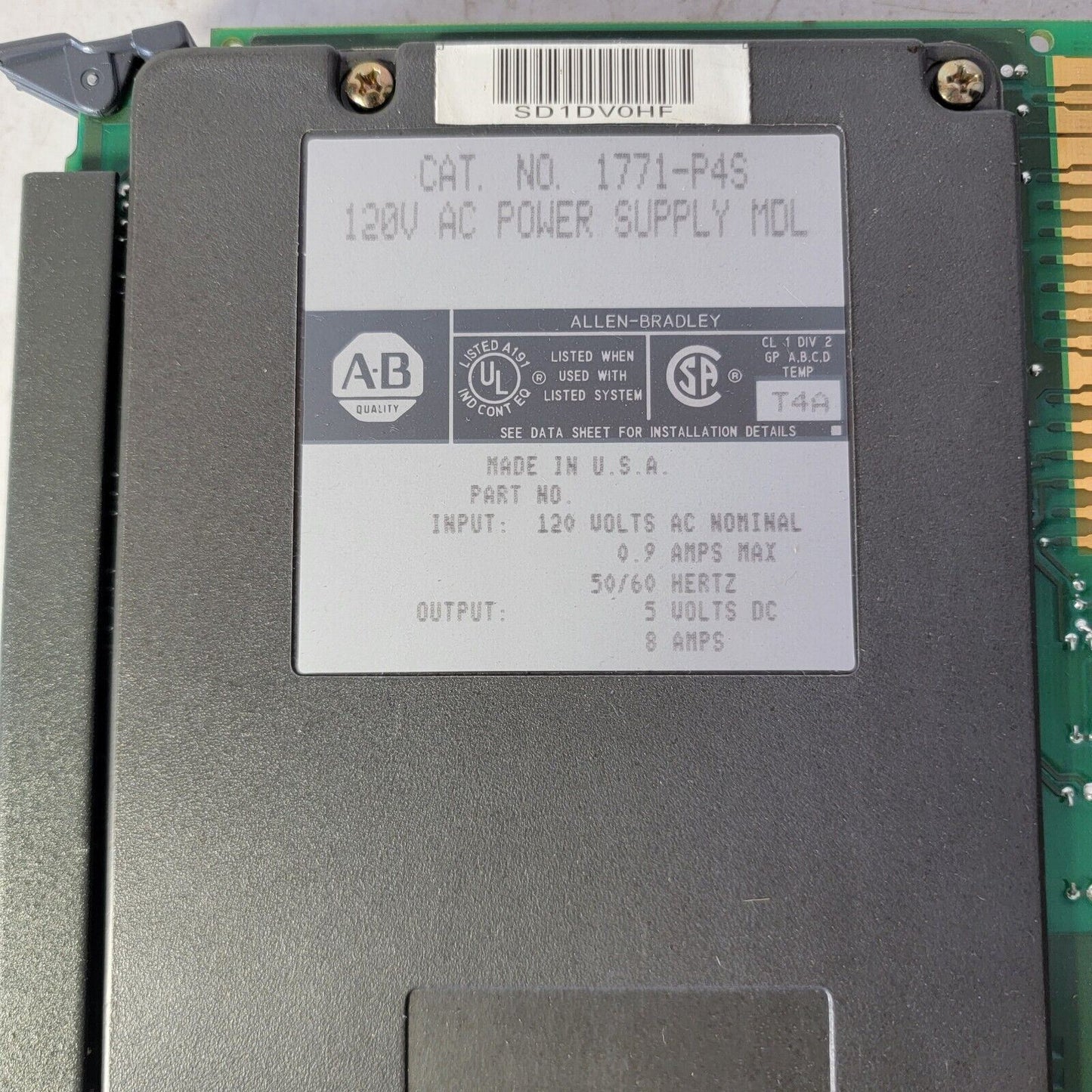 Allen Bradley 1771-P4S 5VDC 8A Power Supply Module Input 120VAC