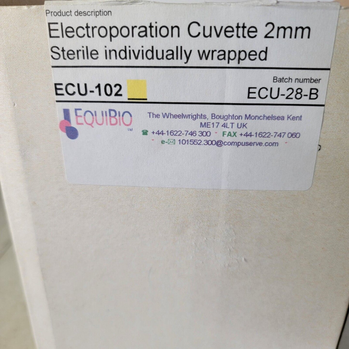 2mm Electroporation Cuvette, Individually Wrapped ECU-102
