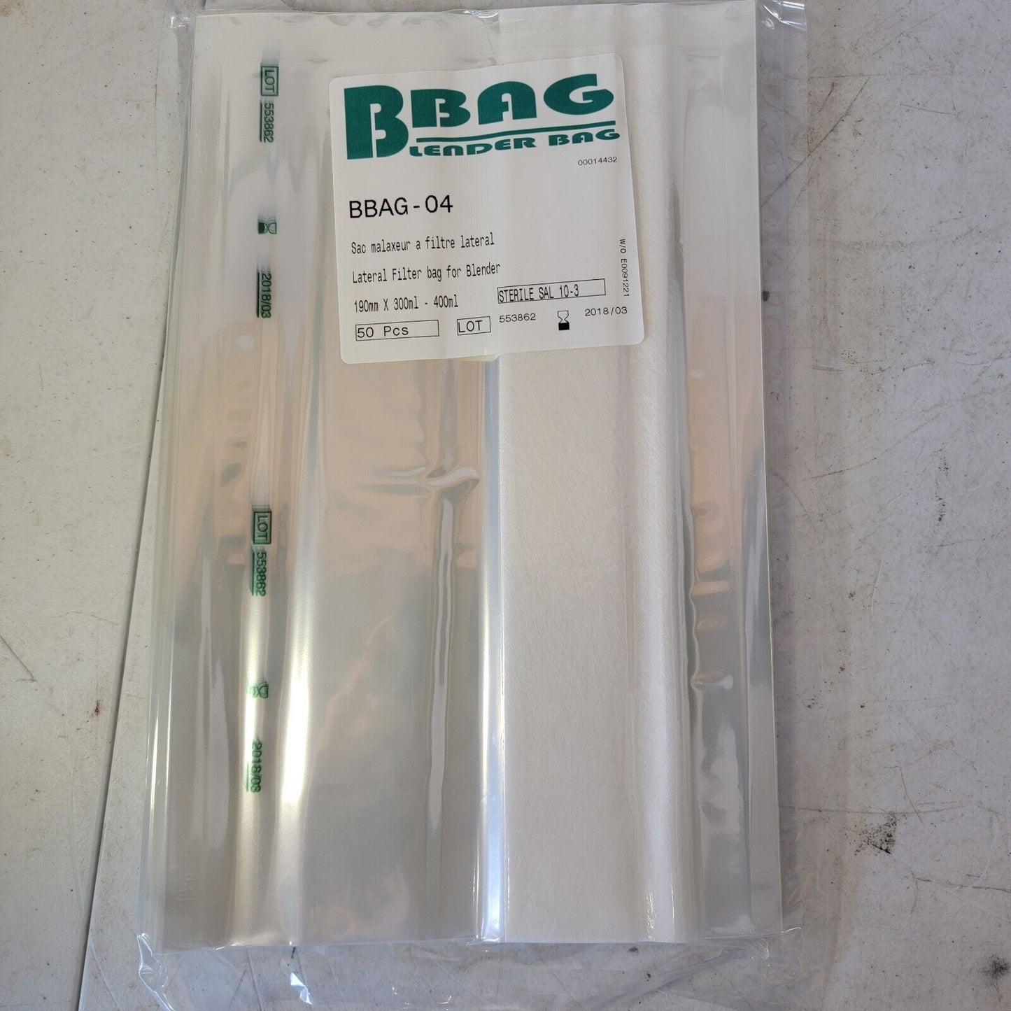 *50 Pcs* Corning Gosselin Blender Bag BBAG-04, 400 mL, Lateral Filter