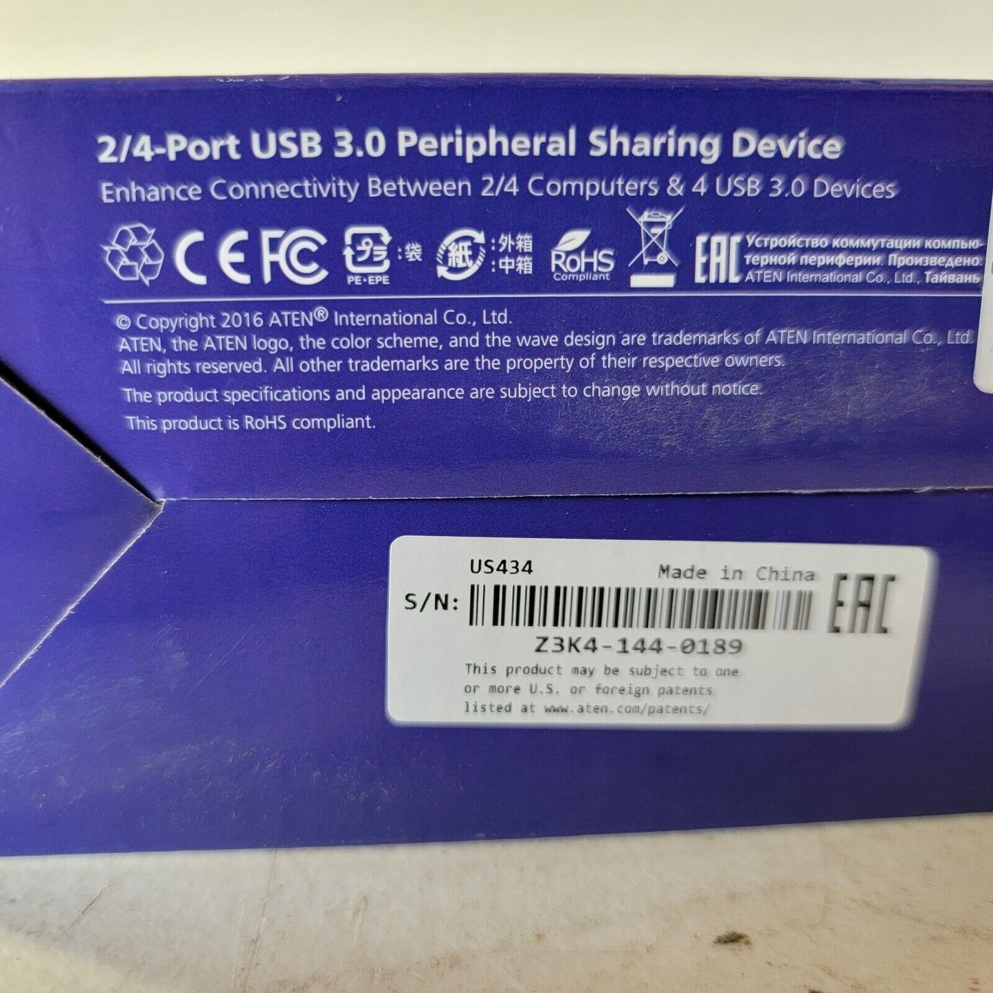 Aten 4-Port USB 3.0 Peripheral Sharing Device, US434 (Peripheral Sharing)