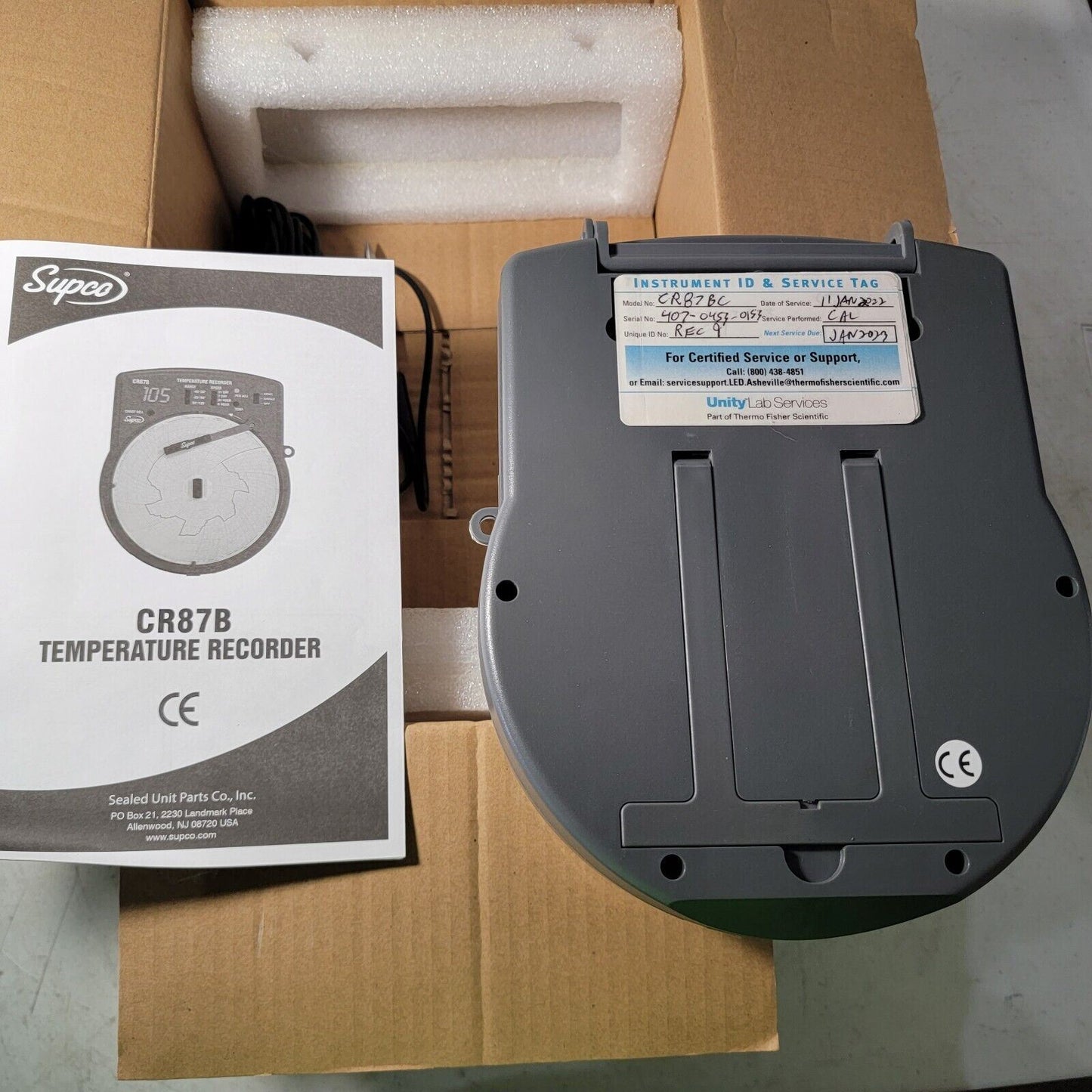 TESTED- WORKS Supco CR87BC Temperature Chart Recorder w/ TP15 Temp Probe