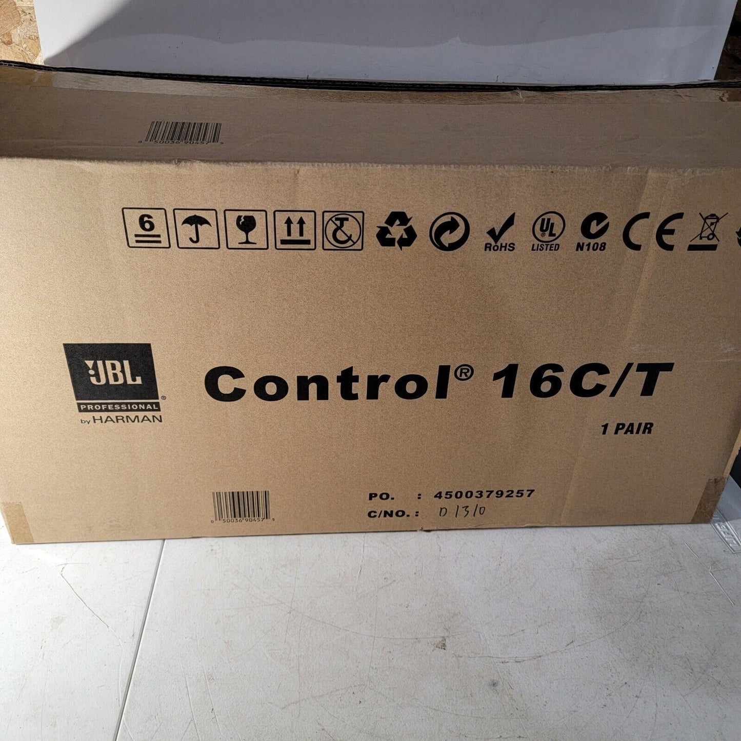 Single JBL Professional Control 16C/T 2-way Ceiling Mountable Speaker, White