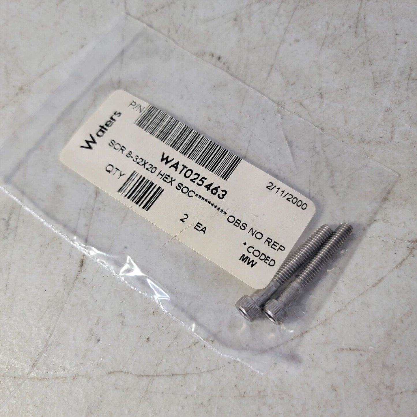 2x Waters Chromatography WAT025463 SCR 8-32X20 HEX SOC