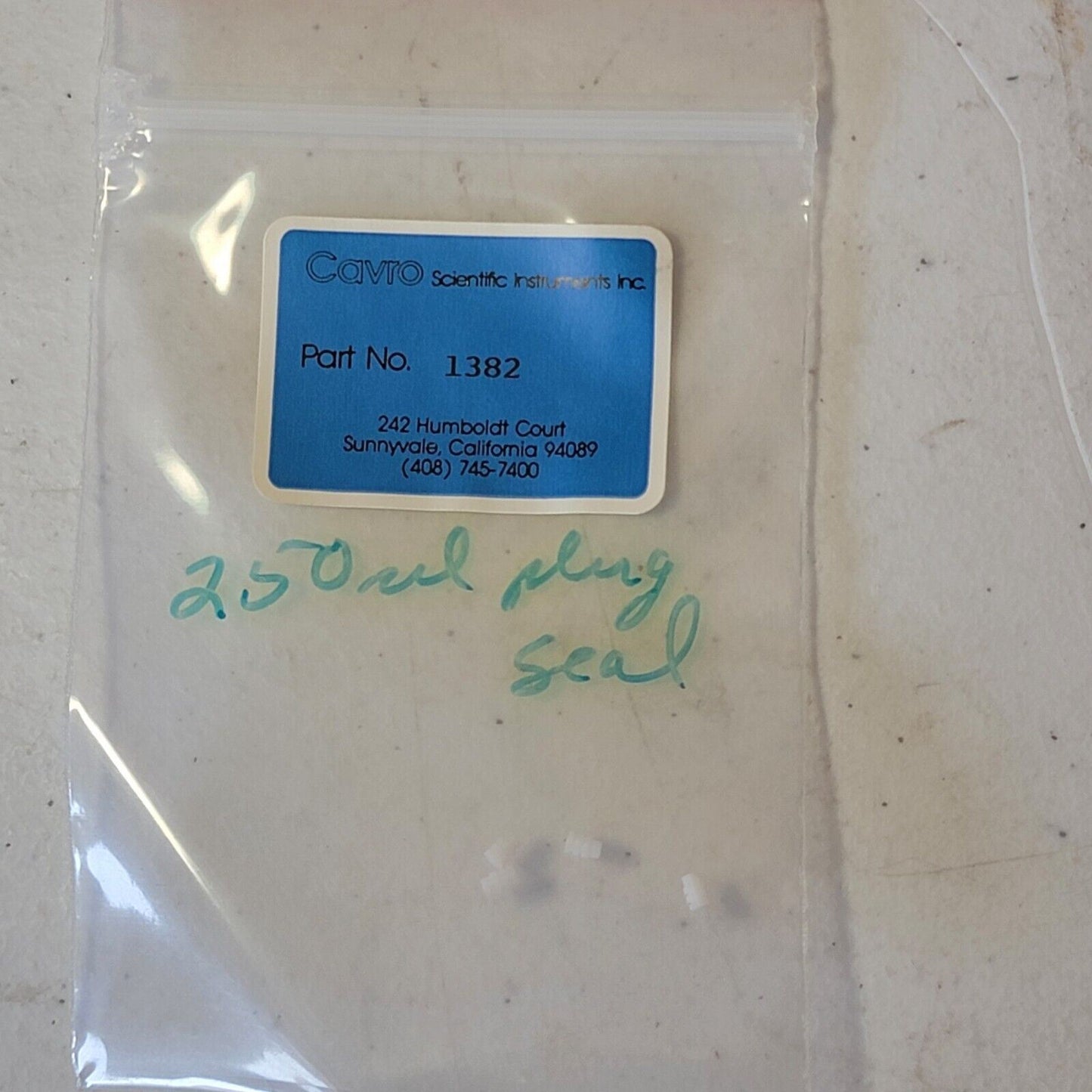 4x Cavro Scientific Instruments 1382 250 uL Teflon Plug Seal