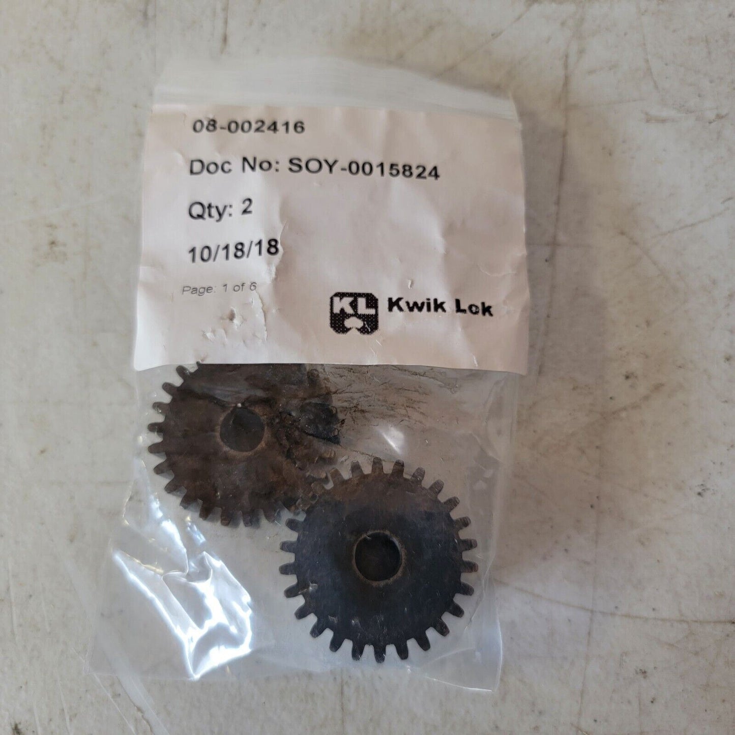 2x Kwik-Lok Gears 08-002416 Steel 1-3/4" OD, 7/16" ID