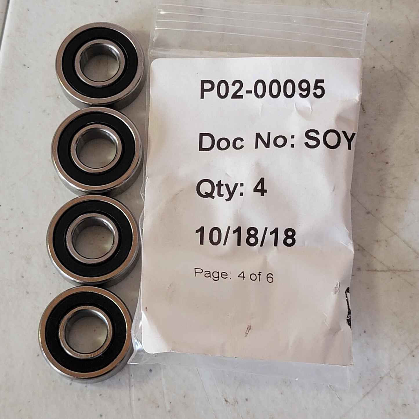 4x Kwik-Lok Roller Bearings P02-00095 7/8" OD, 3/8" ID
