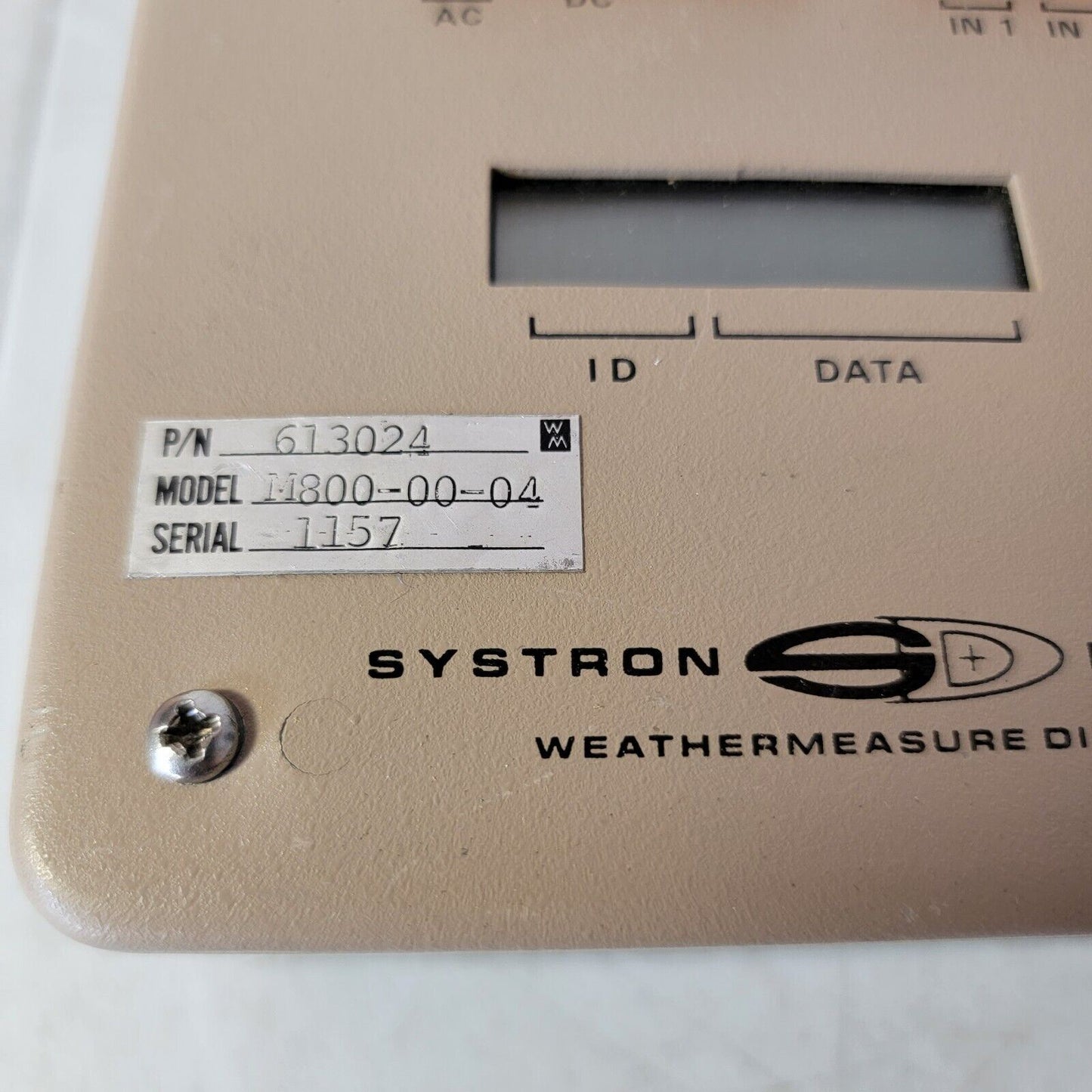 Systron Donner Weathermeasure 613024 M800-00-04 Data Logger