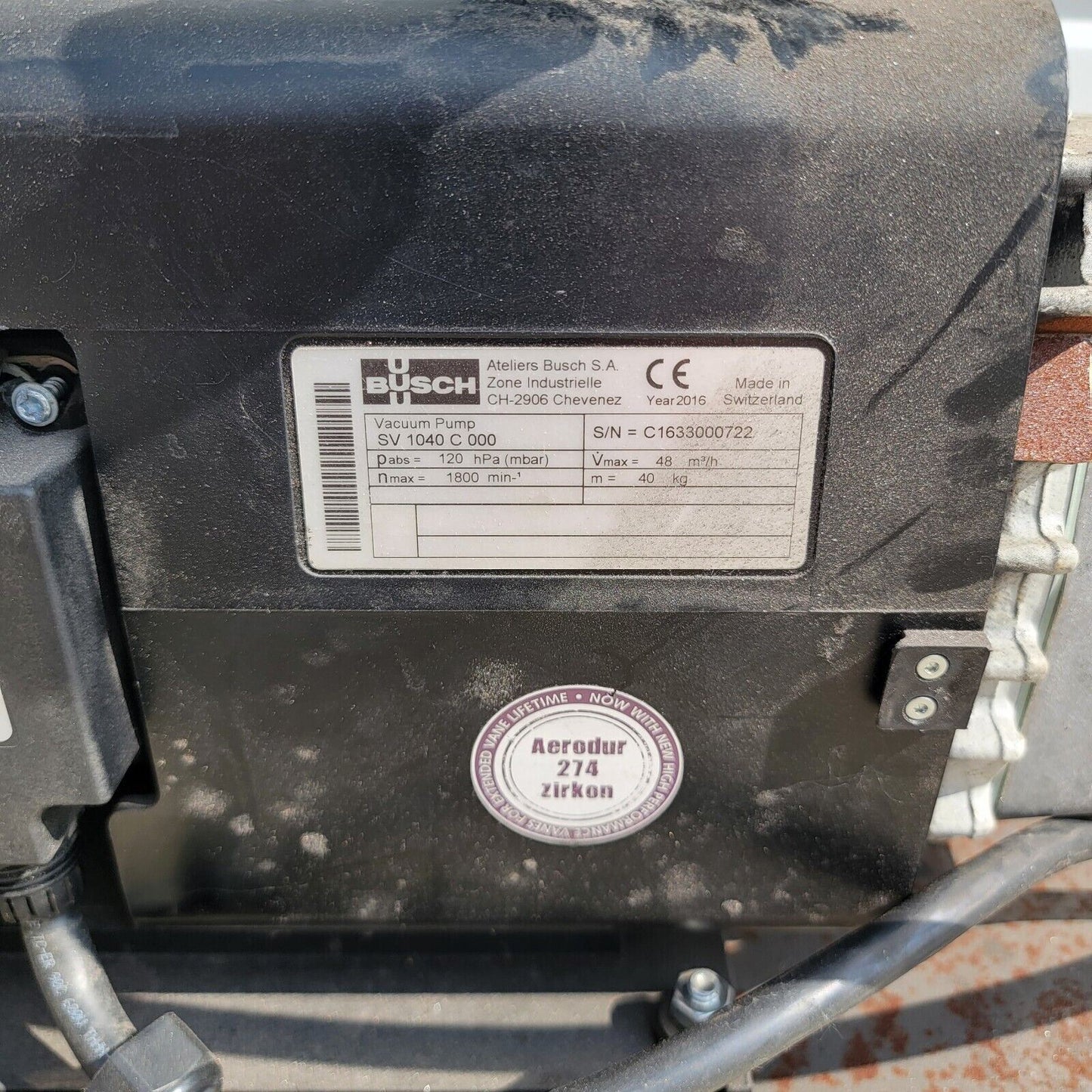 BUSCH Rotaty Vane Vacuum Pump SV 1040 C 000, 120 mBar Absolute Pressure
