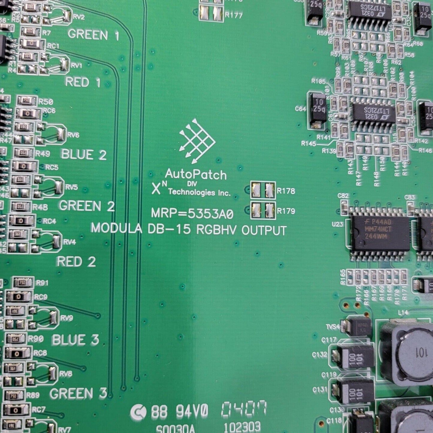 AUTOPATCH MODULA RGBHV Output MRP=5353A0 DB-15 VGA 89 94V0