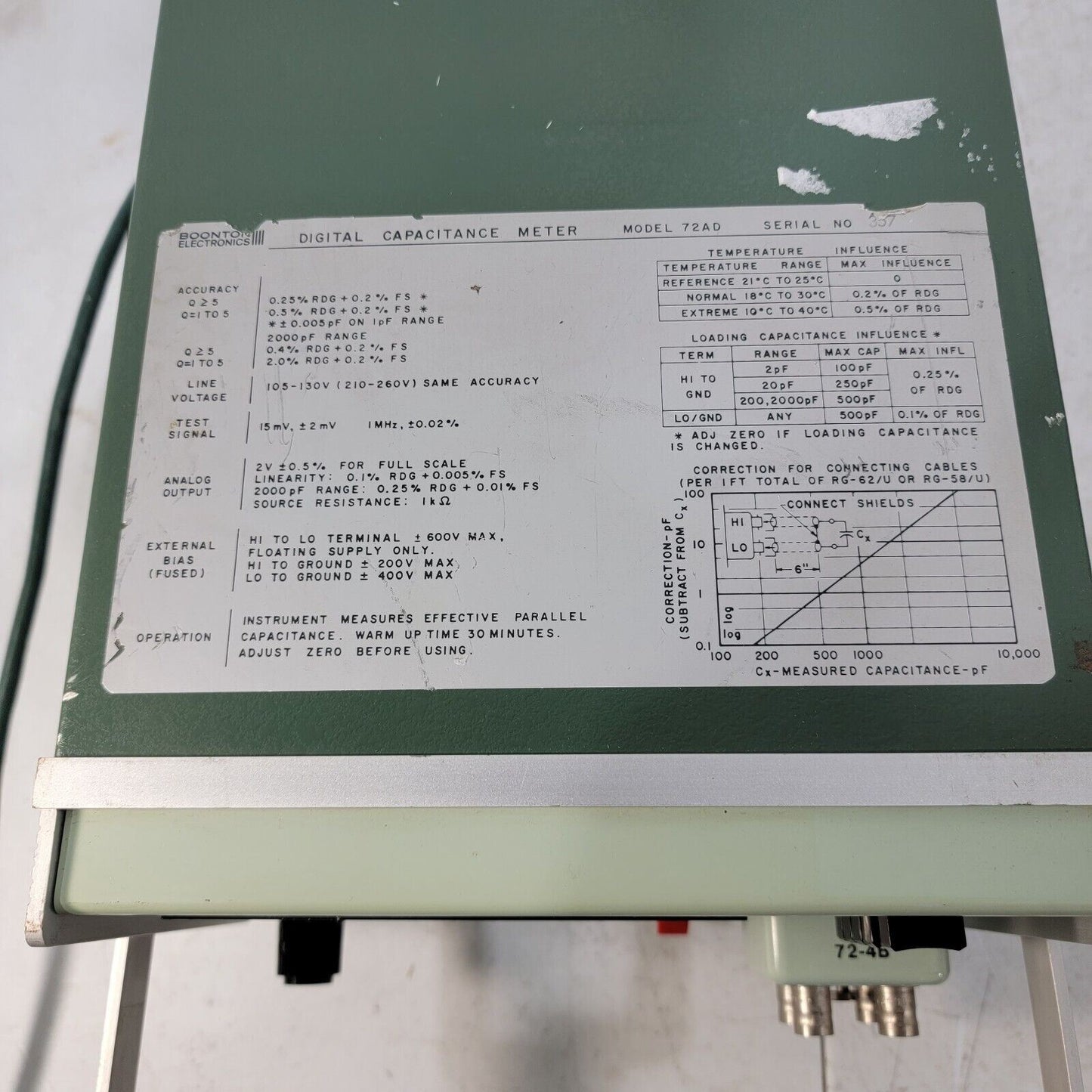Boonton Electronics Model 72AD Capacitance Meter - Nixie Tube Display Vintage