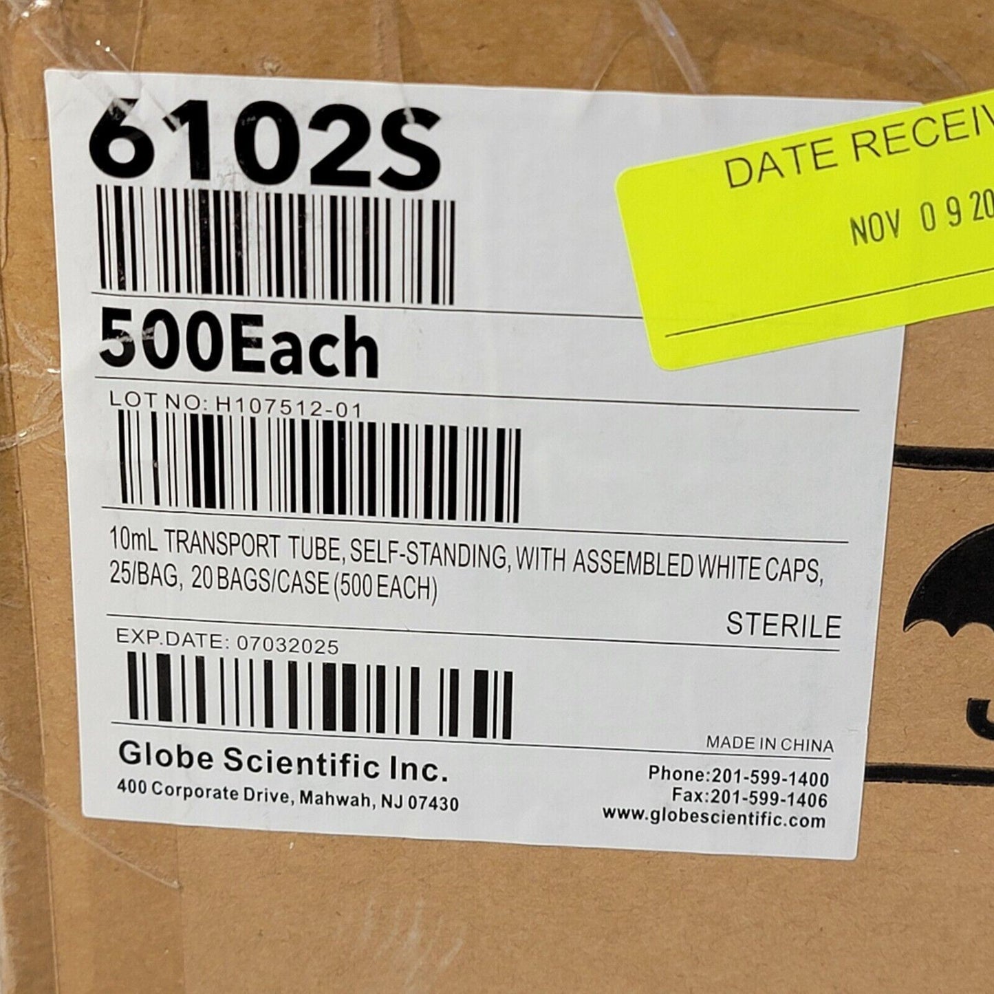 *Lot of 500* Globe Scientific 10mL Screw Cap Transport Tube PP w/ Graduations