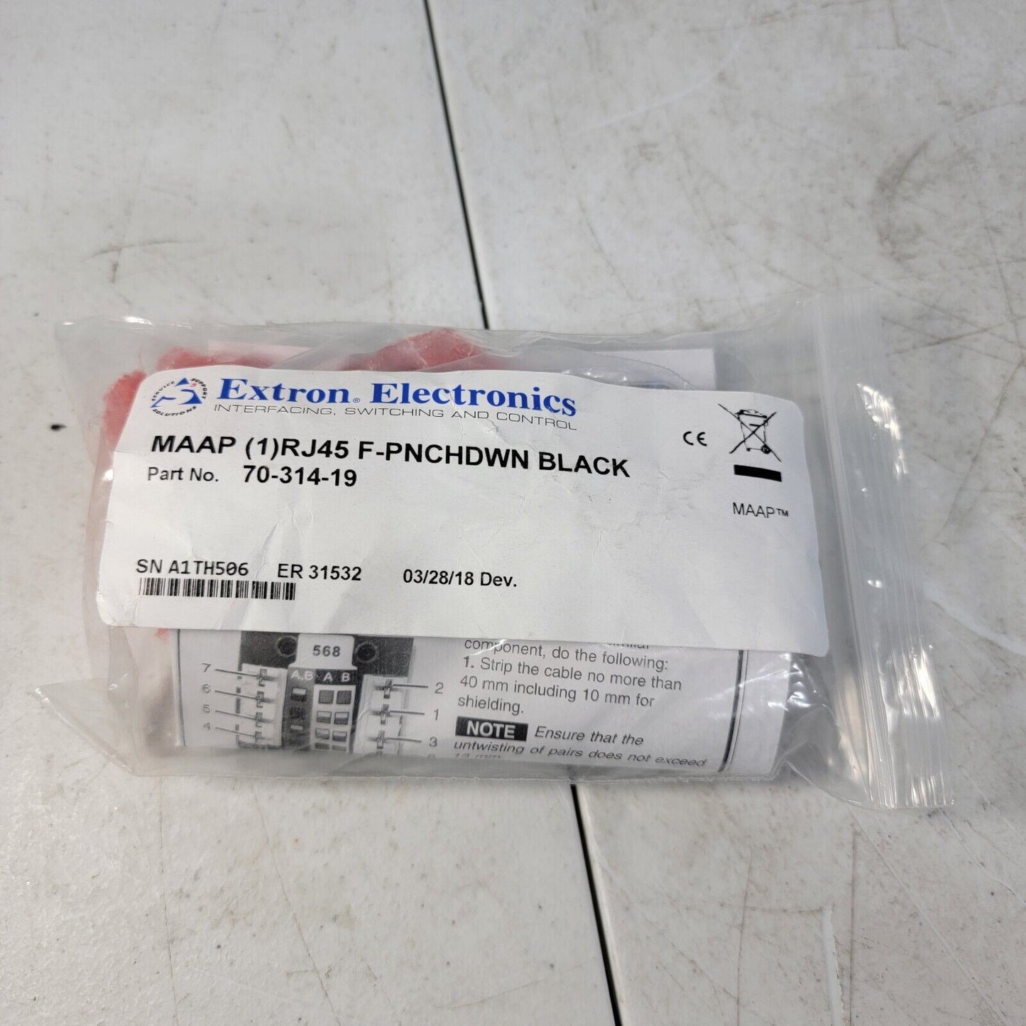 Extron One RJ-45 Female to Punch Down CAT 5e Neutrik EtherCon 70-314-19 Ethernet