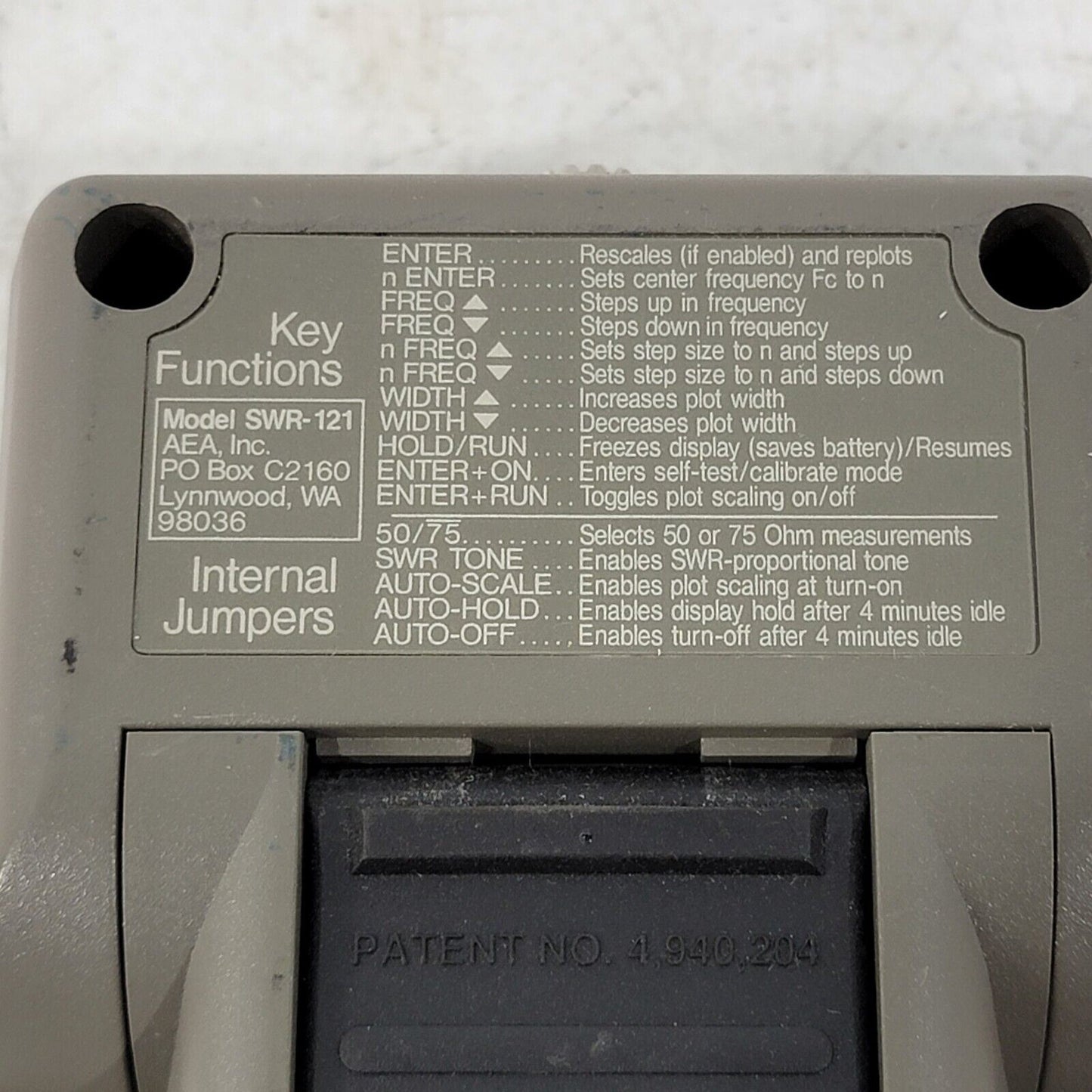 AEA SWR-121 HF Antenna Analyst HAM Cable and Antenna Analyzer w/ Power Cable