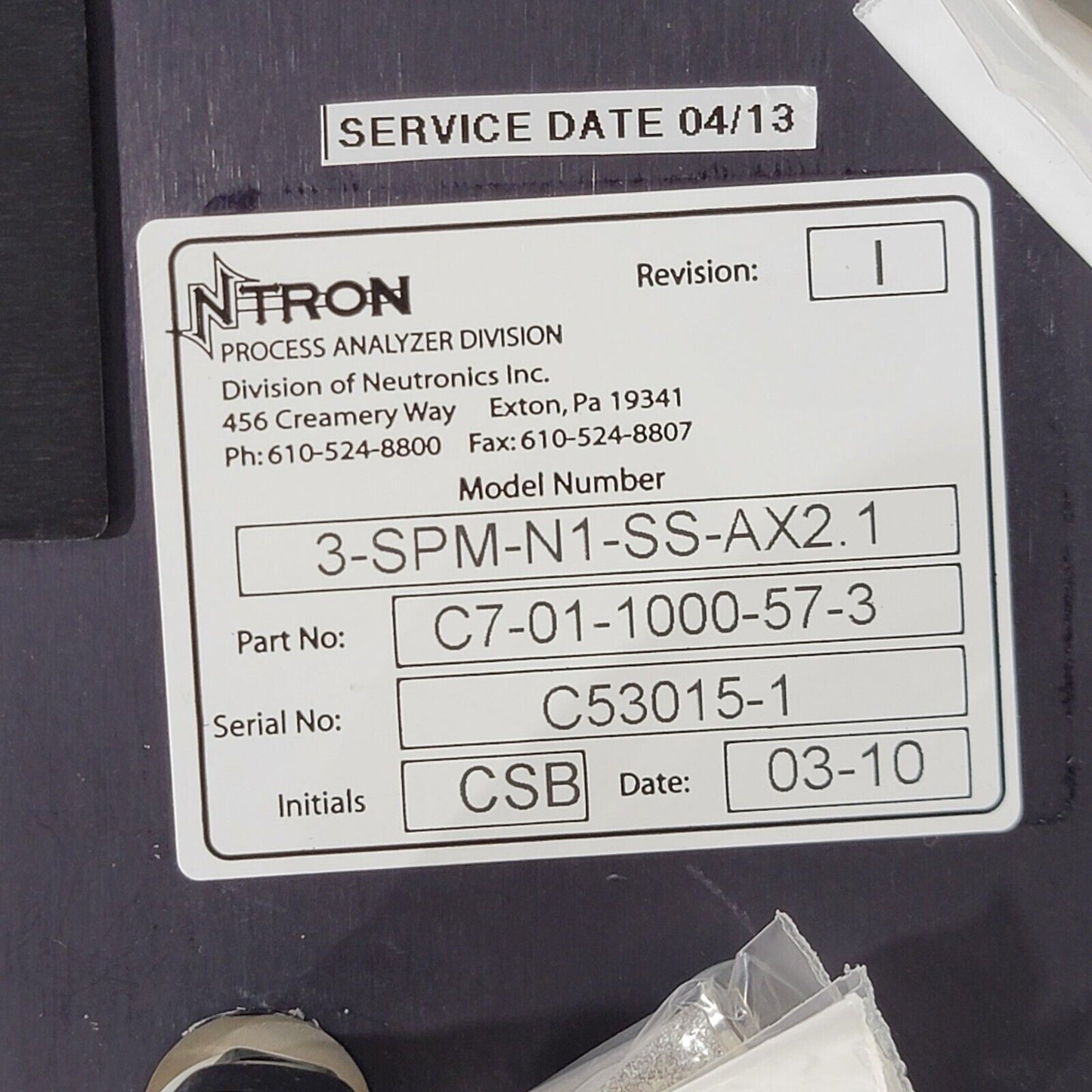 NTron Neutronics 3-SPM-N1-SS-AX2.1 Remote Oxygen Sensor Module