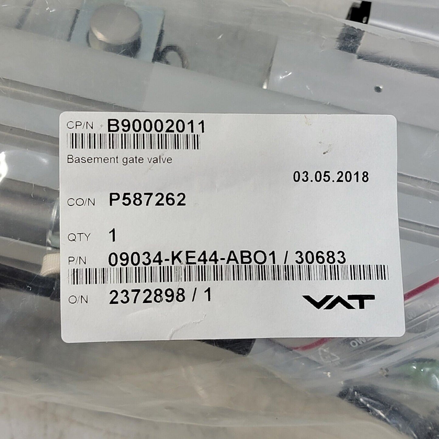 VAT KF50 Pneumatic Basement Gate Valve High Vacuum 09034-KE44-AB01 / 30683