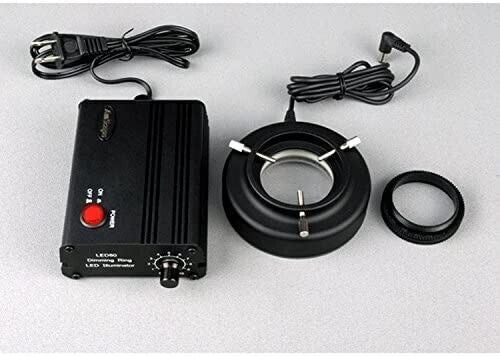 Microscope LED Ring Light Source Illuminator with Metal Dimmer Control Box
