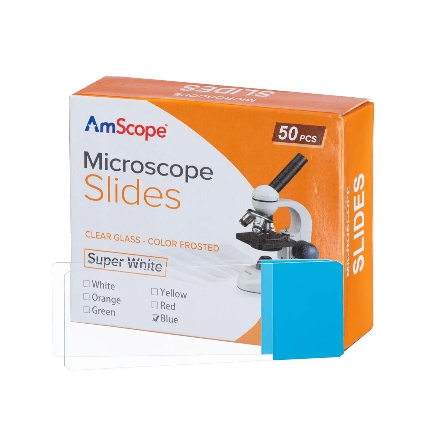 *Box of 50pc* Blank Microscope Slides 1x3" 25x75mm with Single Blue Coated End