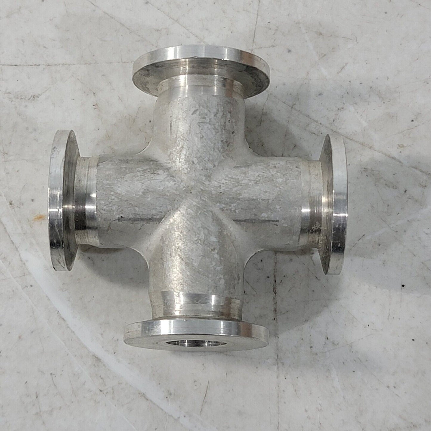 Edwards KF10 NW10 High Vacuum Cross 4-Way Tee Aluminum