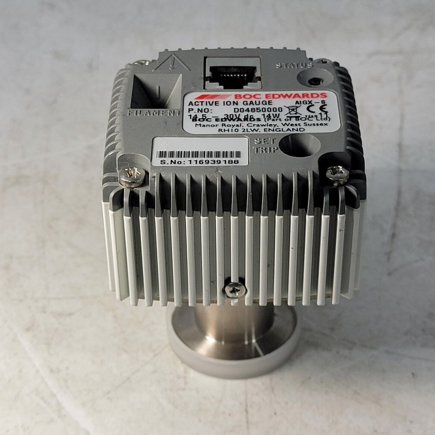 Edwards AIGX-S High Vacuum Active Ionization Ion Gauge D04850000 KF25 NW25
