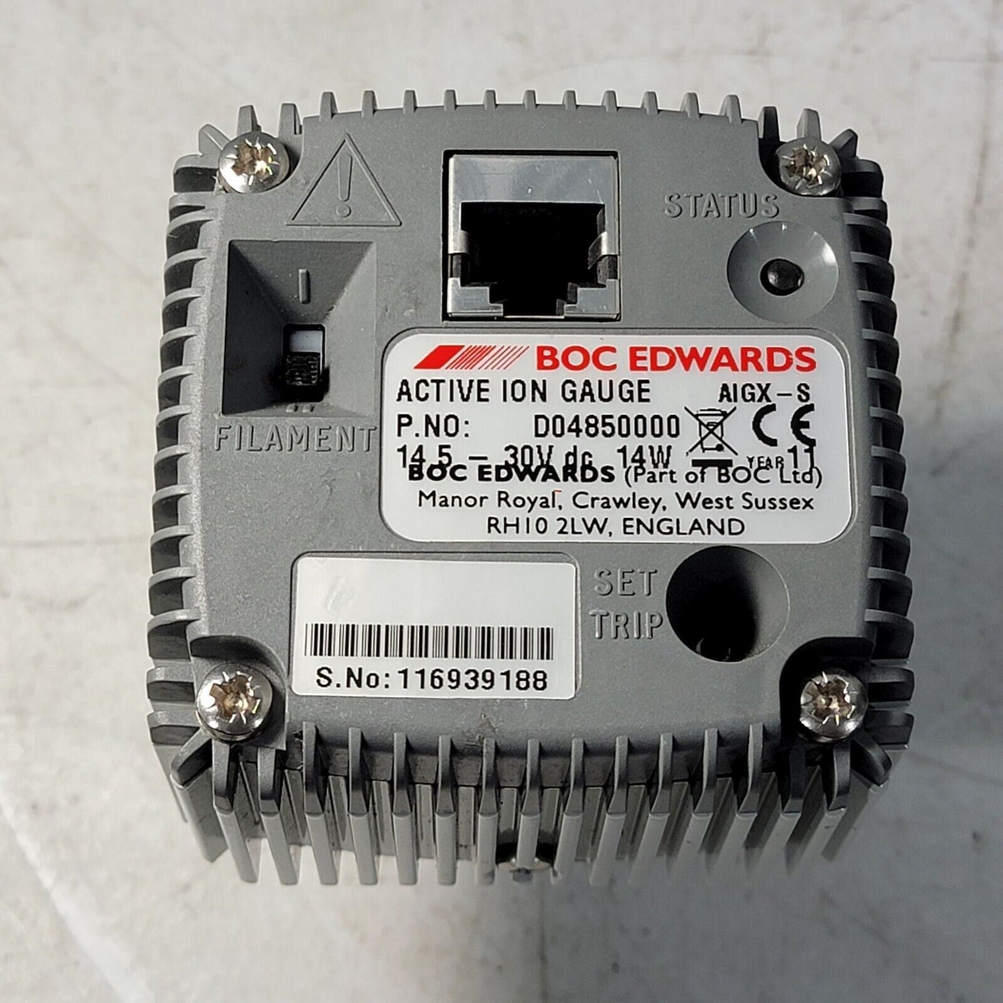 Edwards AIGX-S High Vacuum Active Ionization Ion Gauge D04850000 KF25 NW25